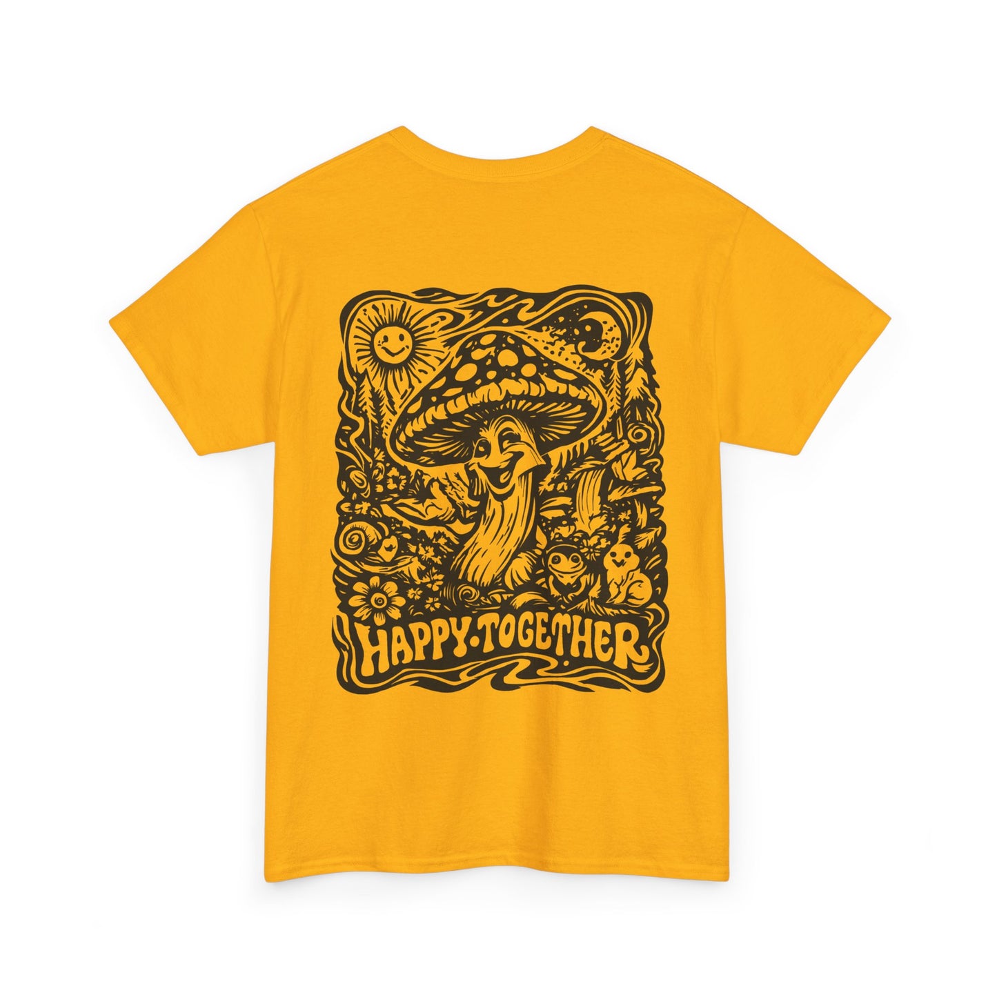 Graphic Tee — 'Happy Together' Psychedelic Mushroom Back Print