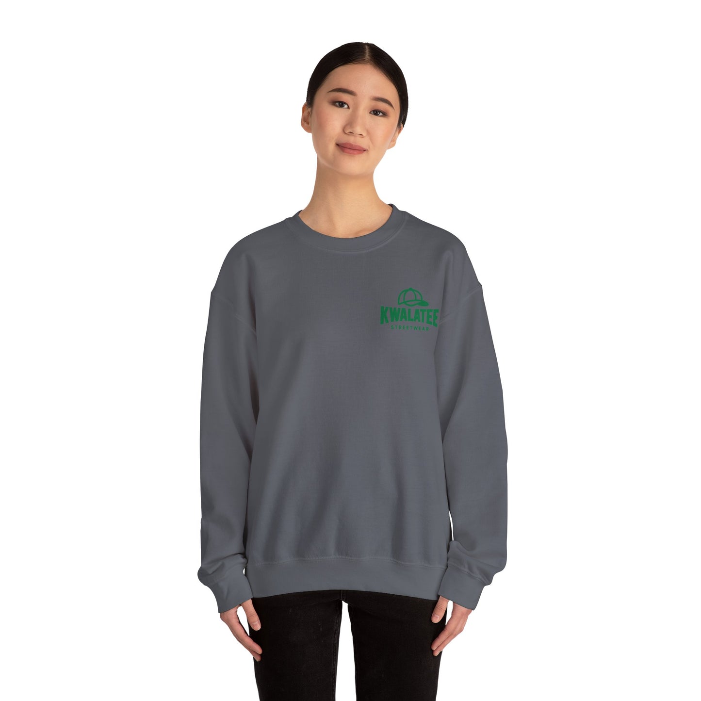Crewneck — Green Mandala Eye Graphic with “KWALATEE” Logo