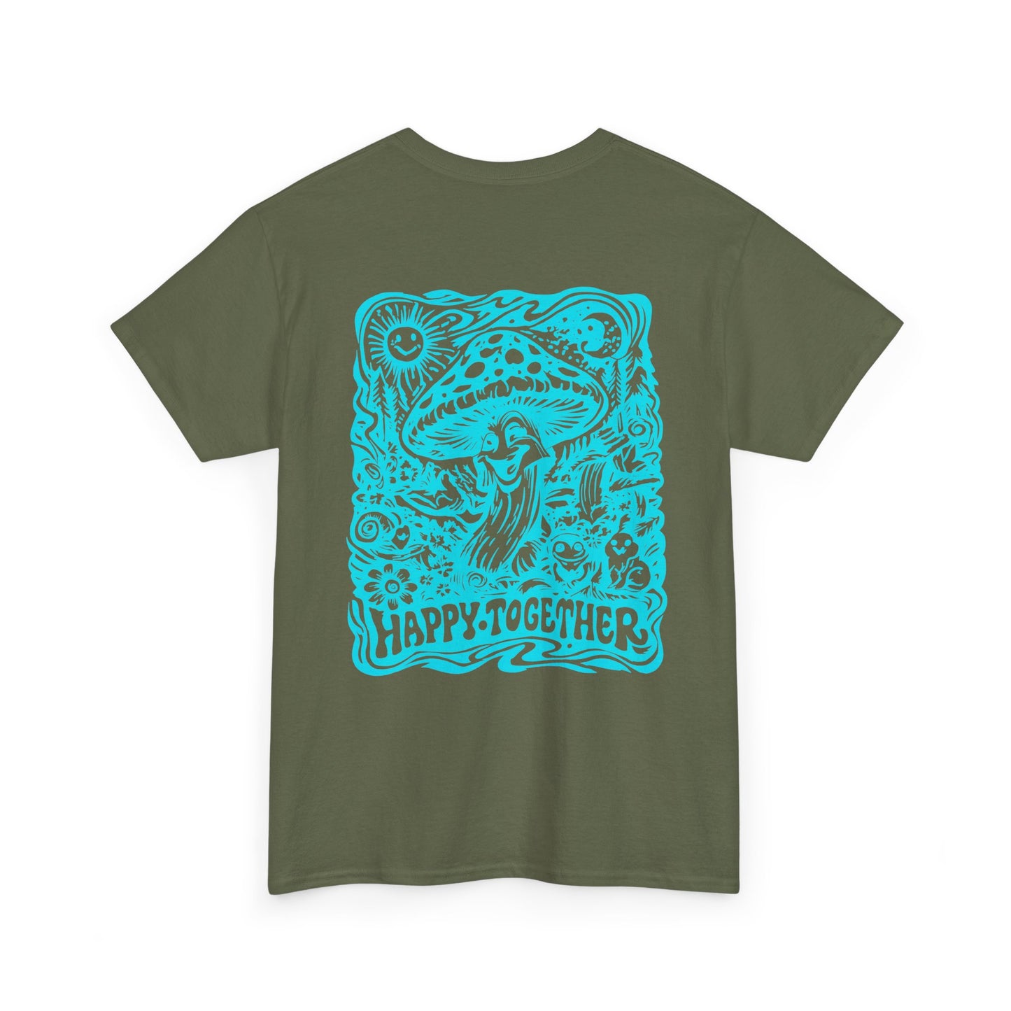 Happy Together Mushroom Graphic Tee — Retro Psychedelic Nature T‑Shirt