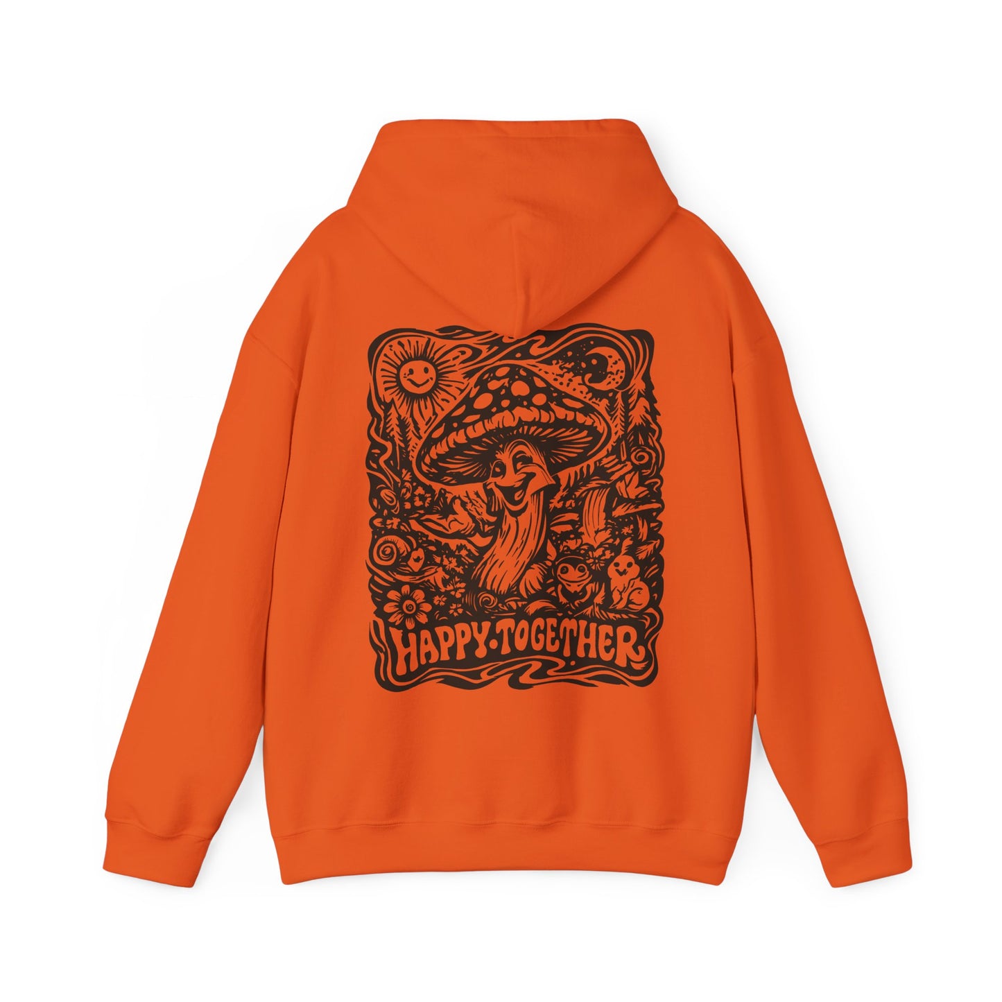Mushroom 'Happy Together' Hoodie — Psychedelic Forest Graphic Pullover