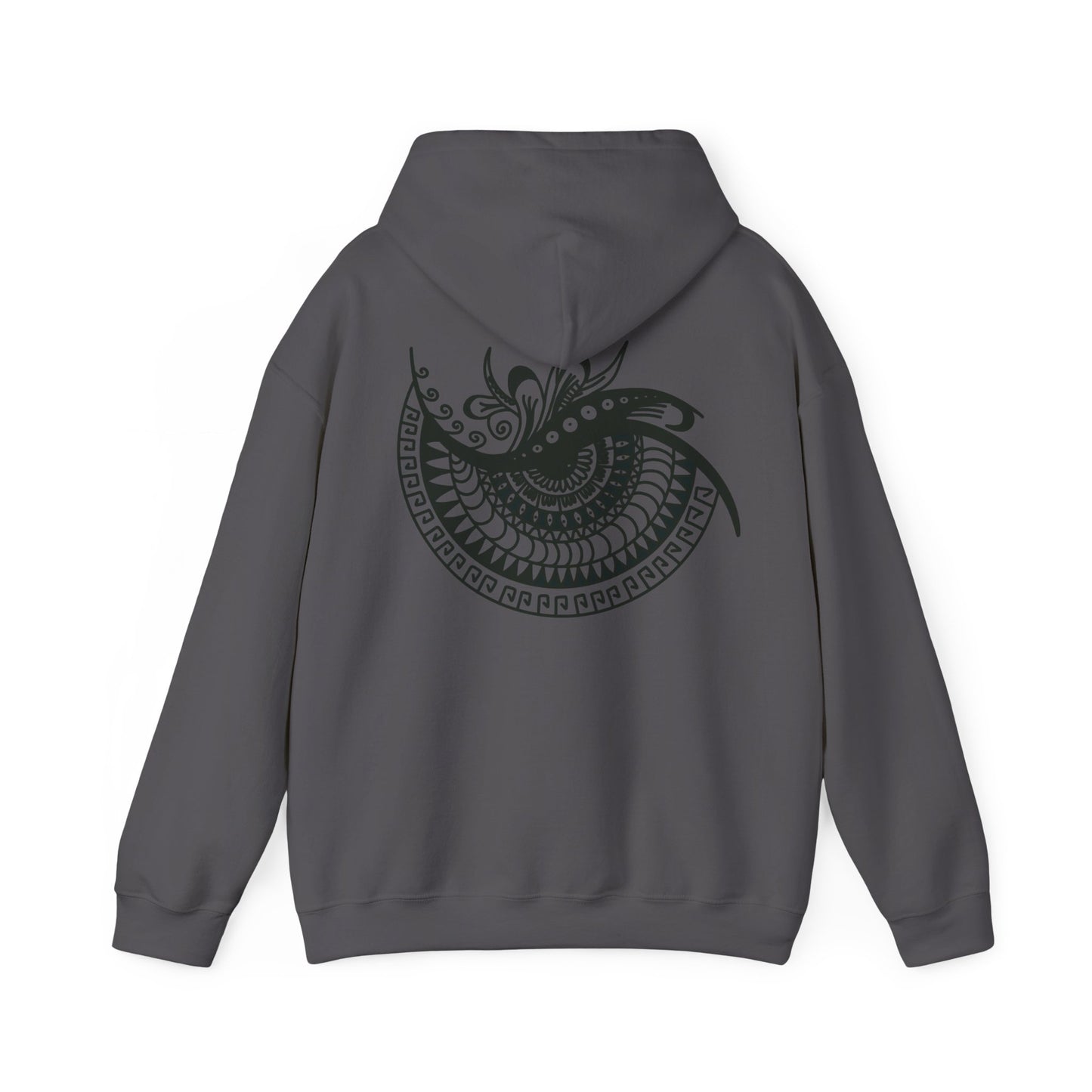 Mandala Swirl Hoodie — Black Tribal Floral Back Design