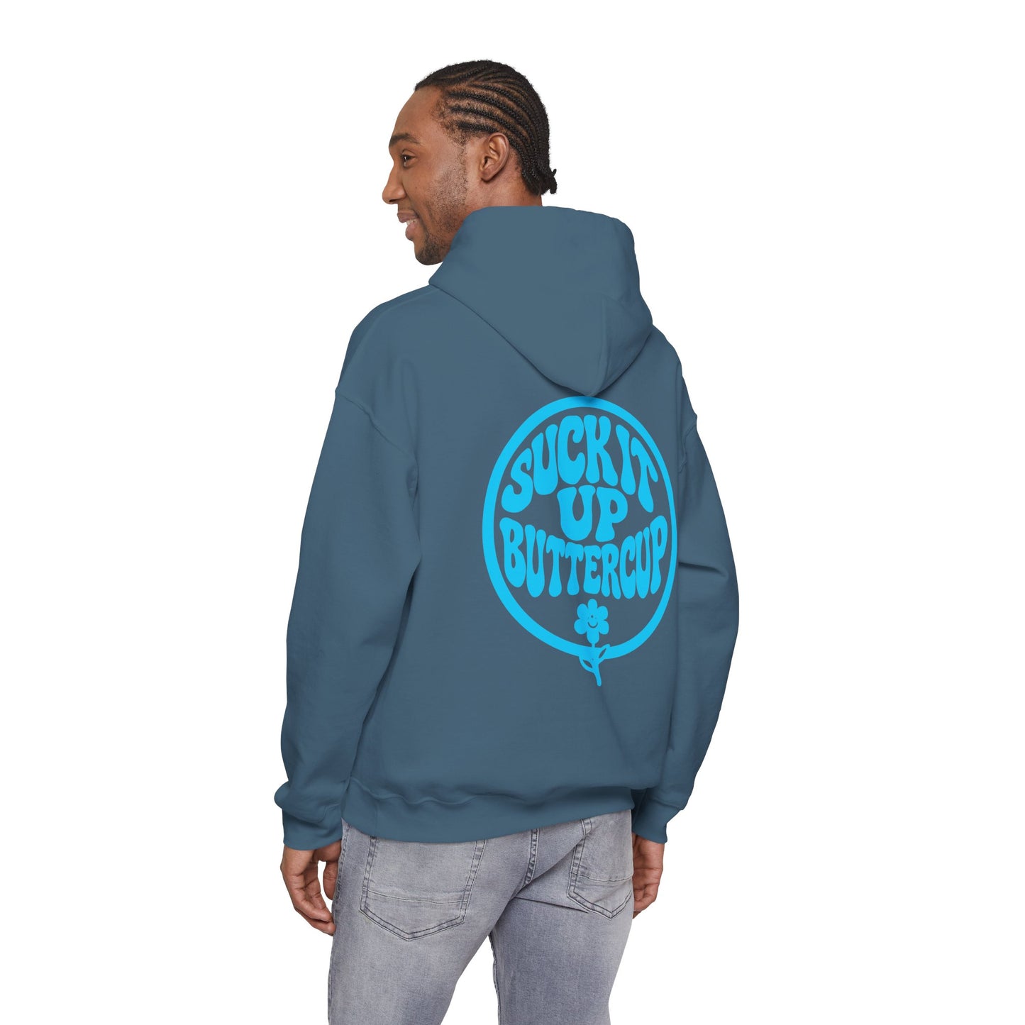 Hoodie - "Suck It Up Buttercup" Retro Floral Graphic Hooded Sweatshirt