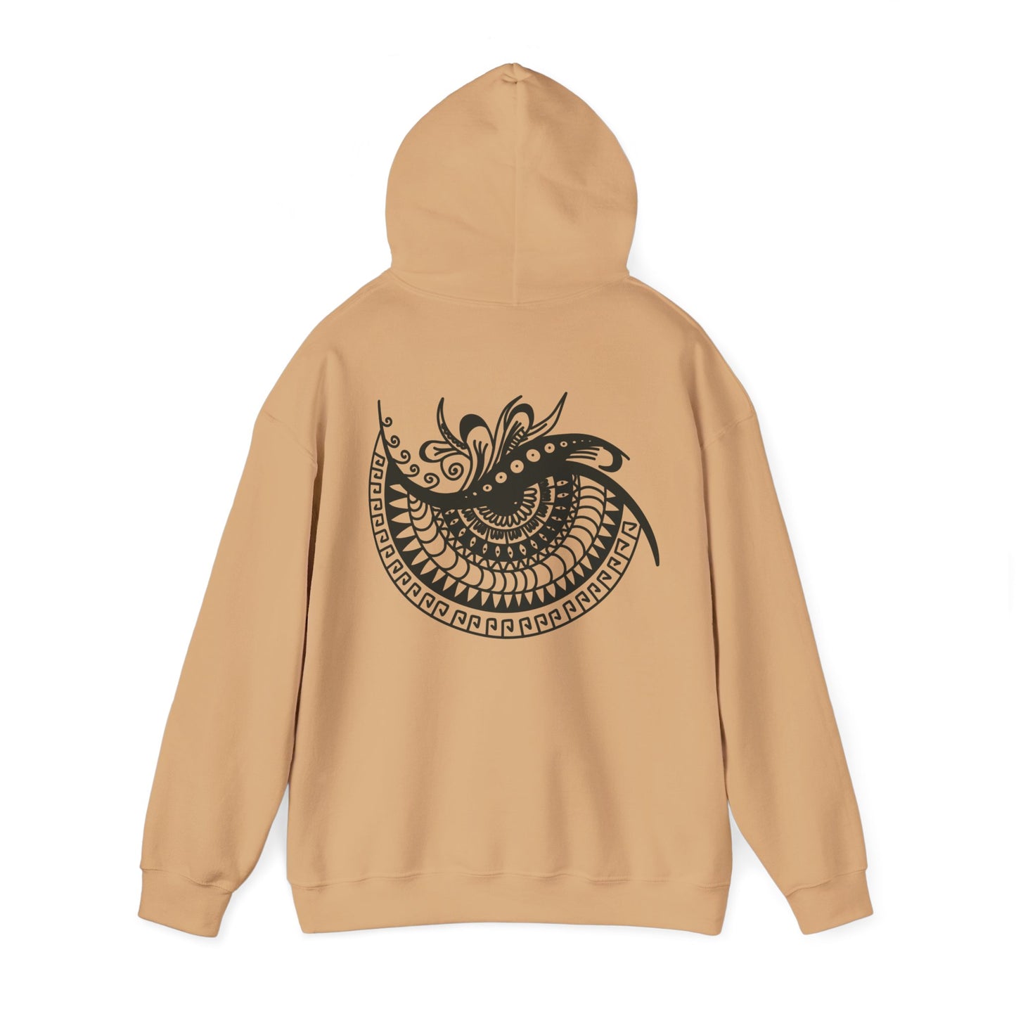 Mandala Swirl Hoodie — Black Tribal Floral Back Design