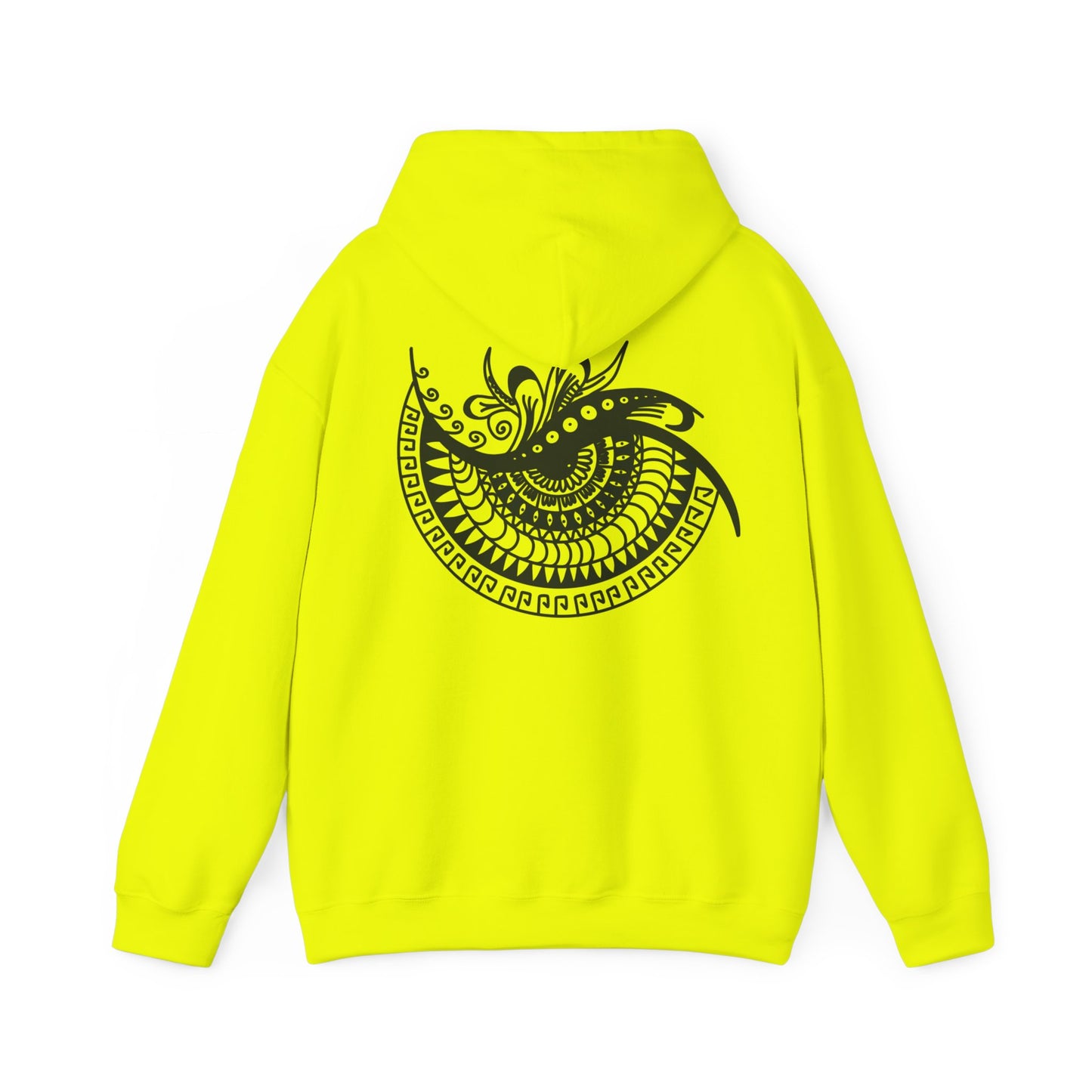 Mandala Swirl Hoodie — Black Tribal Floral Back Design