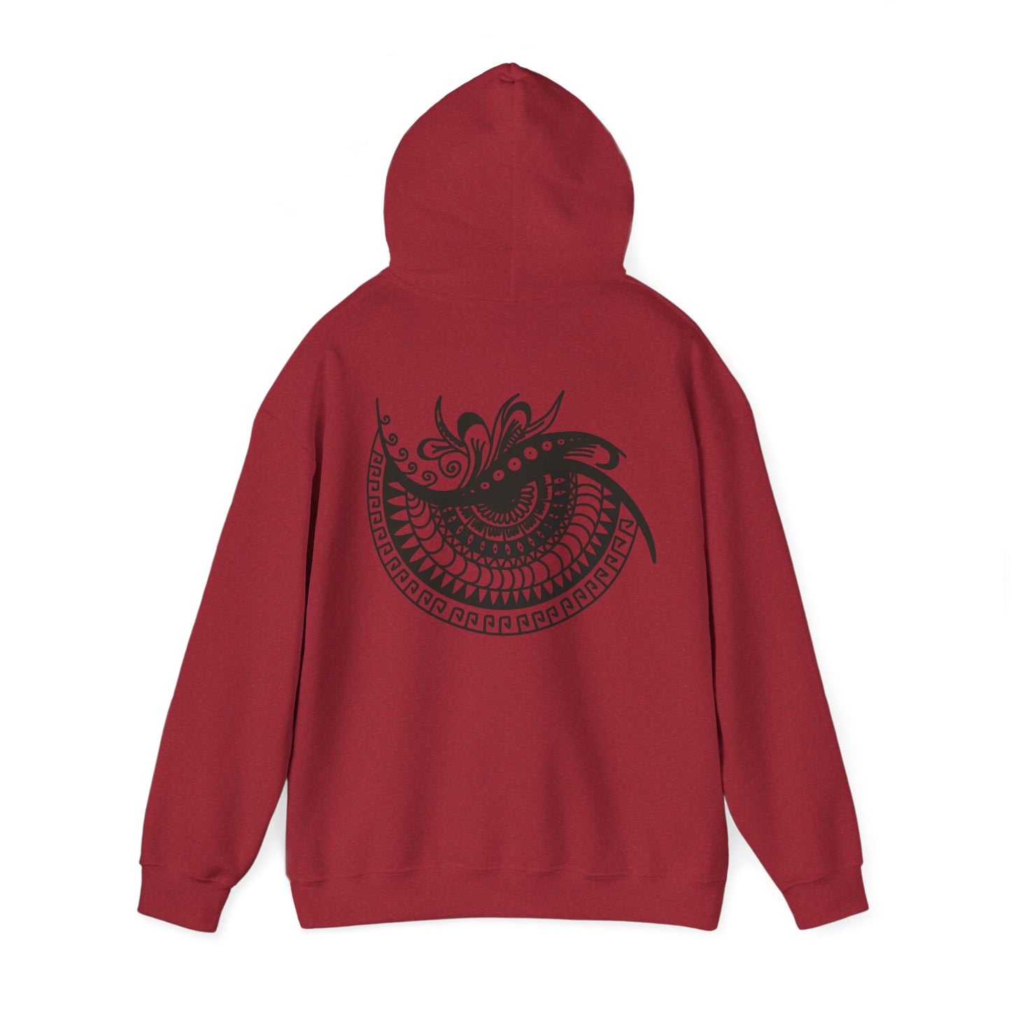 Mandala Swirl Hoodie — Black Tribal Floral Back Design