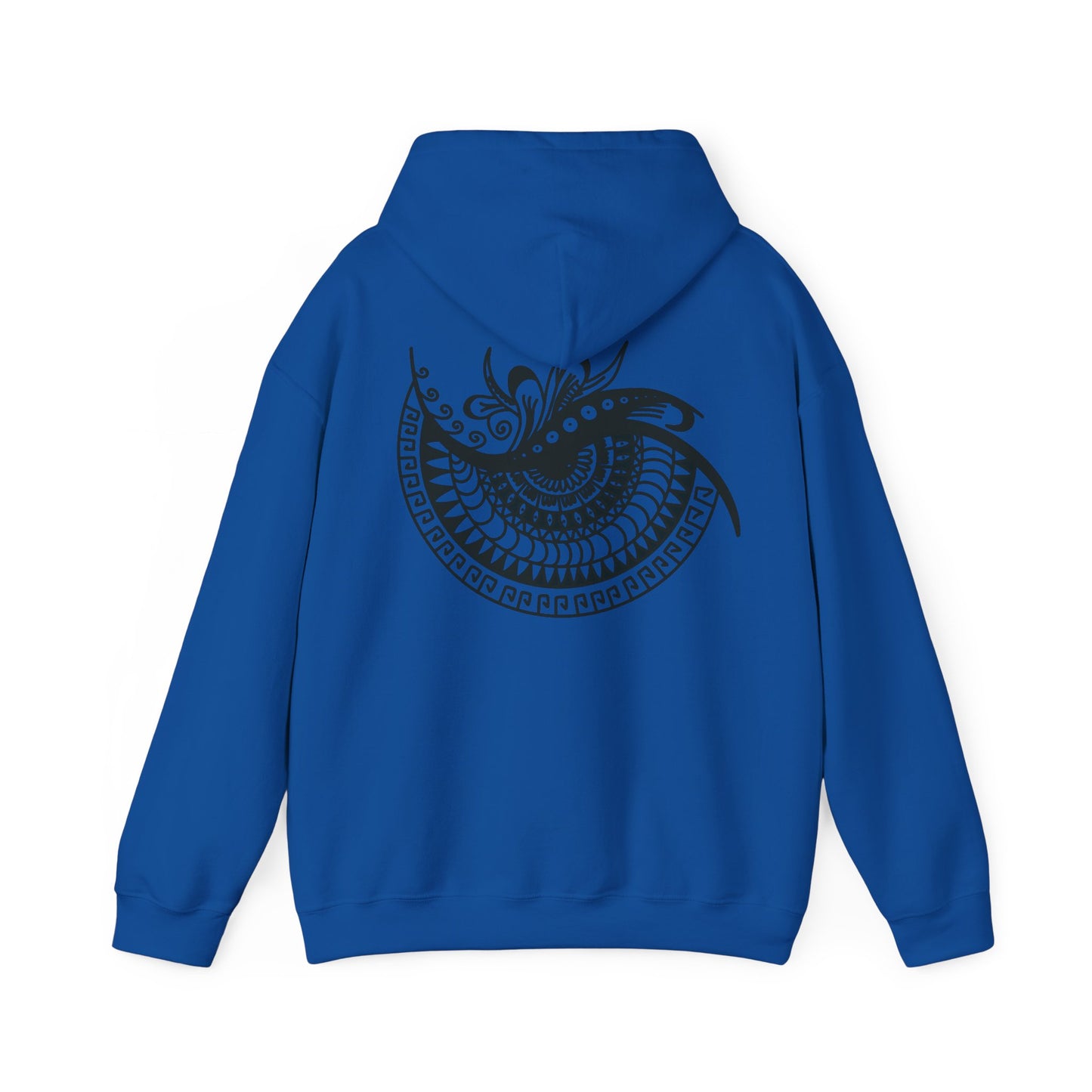 Mandala Swirl Hoodie — Black Tribal Floral Back Design