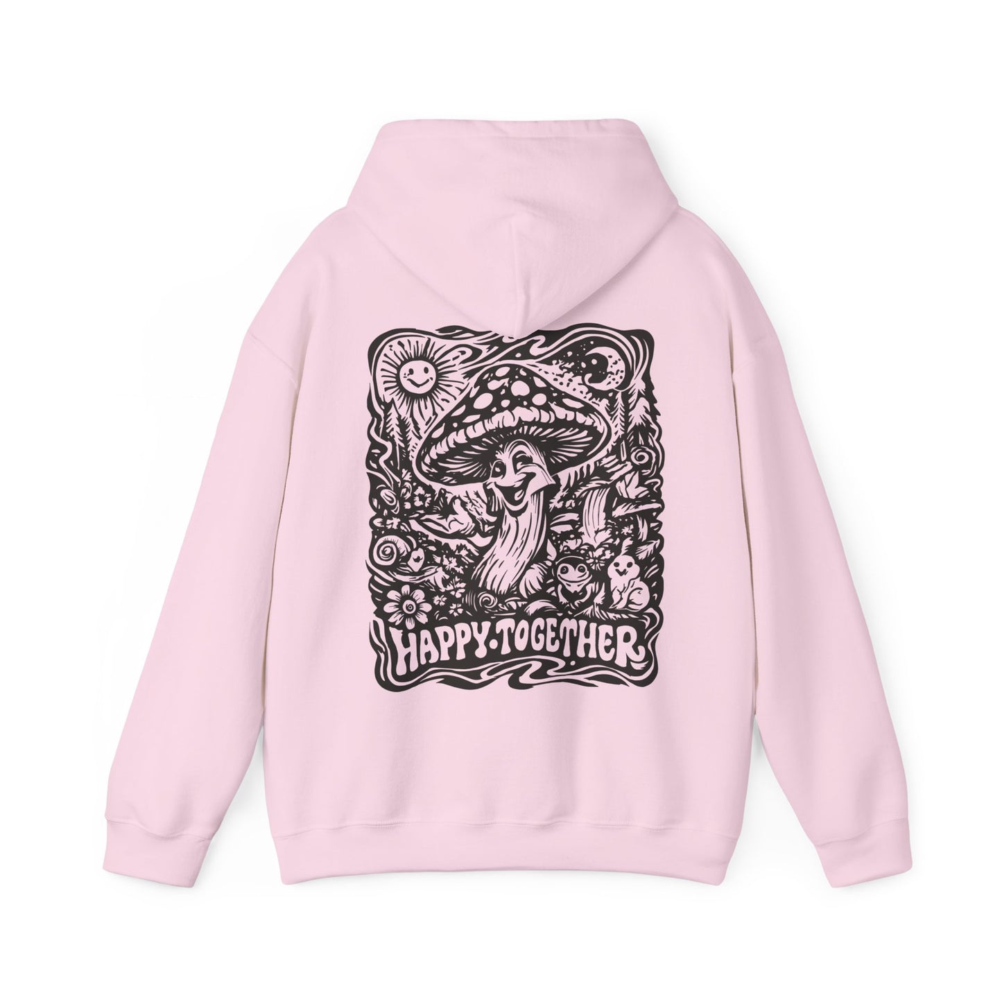 Mushroom 'Happy Together' Hoodie — Psychedelic Forest Graphic Pullover