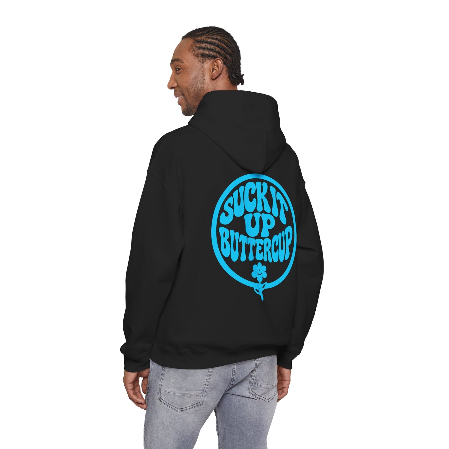 Hoodie - "Suck It Up Buttercup" Retro Floral Graphic Hooded Sweatshirt