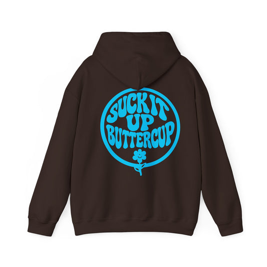 Hoodie - "Suck It Up Buttercup" Retro Floral Graphic Hooded Sweatshirt