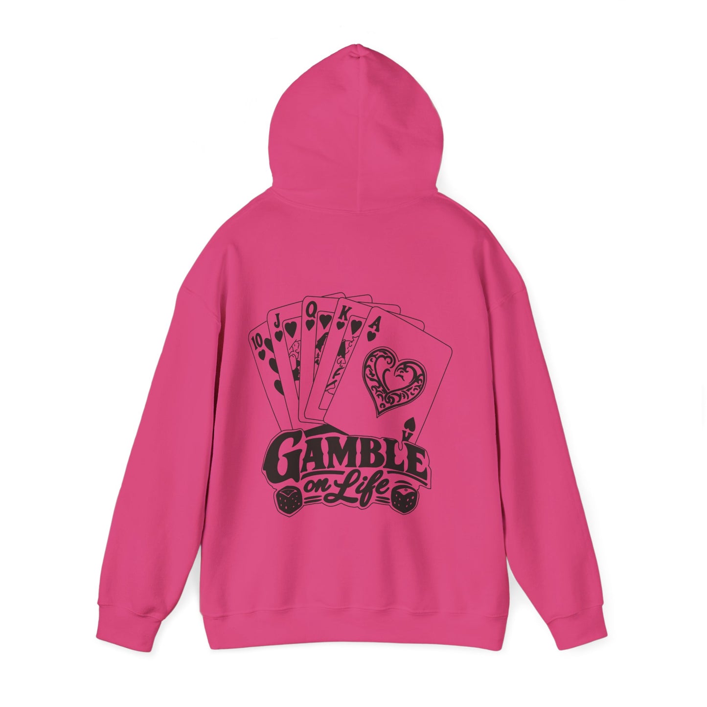 Gamble on Life Hoodie — Poker Cards & Dice Graphic Hooded Sweatshirt