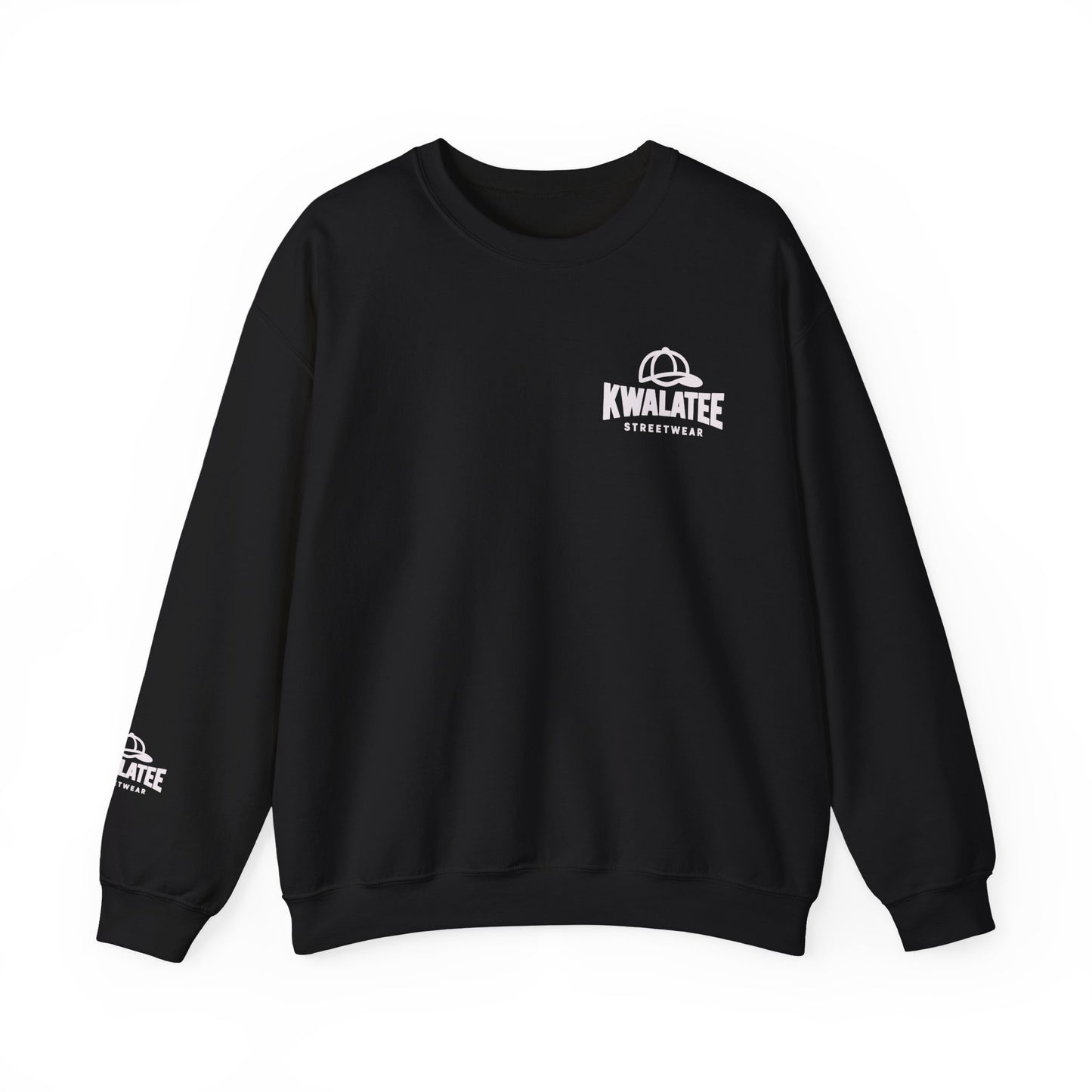 Kwalatee Streetwear Crewneck Sweatshirt — Minimal Logo Black Pullover