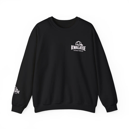Kwalatee Streetwear Crewneck Sweatshirt — Minimal Logo Black Pullover