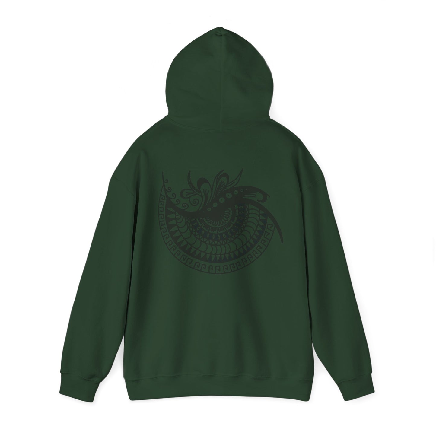 Mandala Swirl Hoodie — Black Tribal Floral Back Design