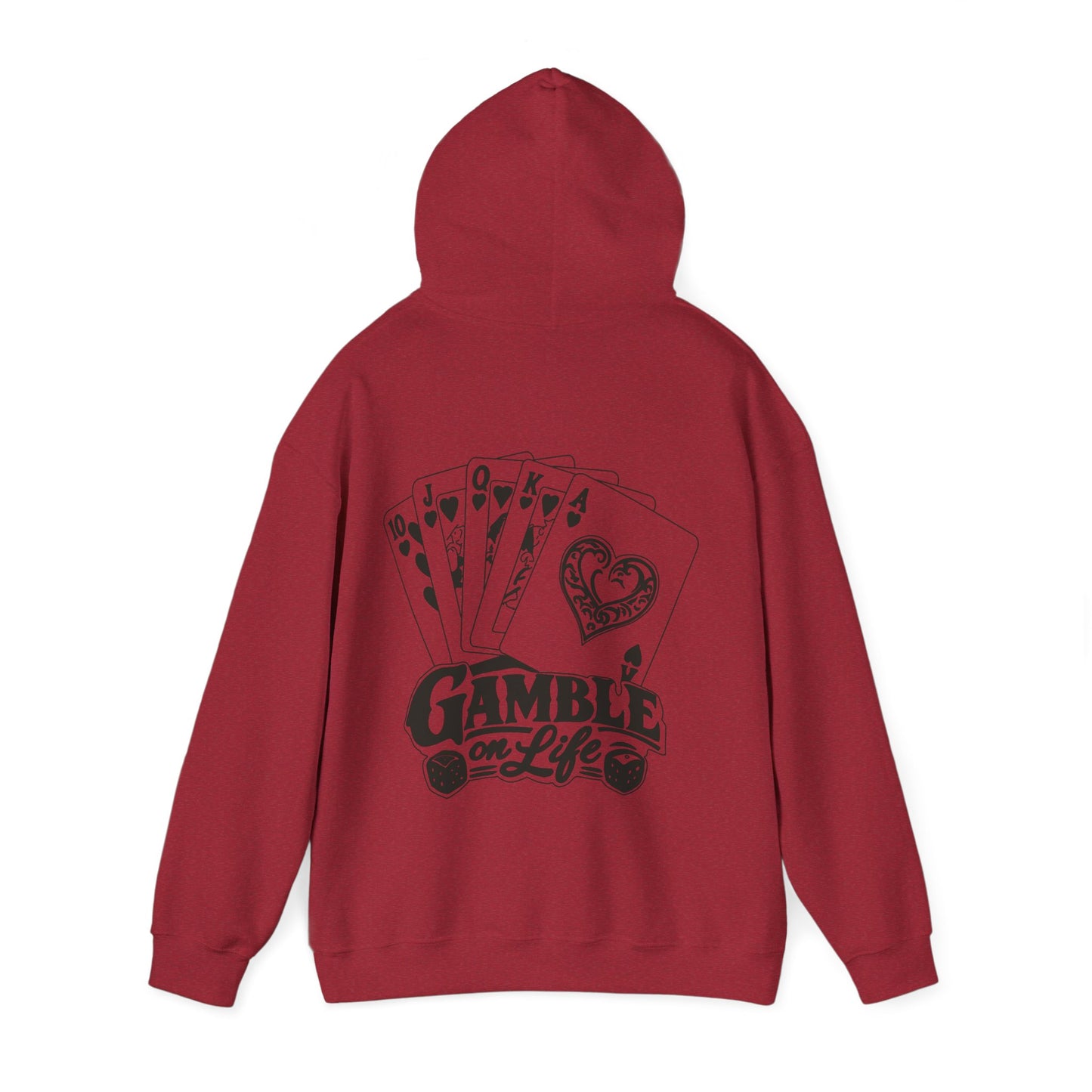 Gamble on Life Hoodie — Poker Cards & Dice Graphic Hooded Sweatshirt