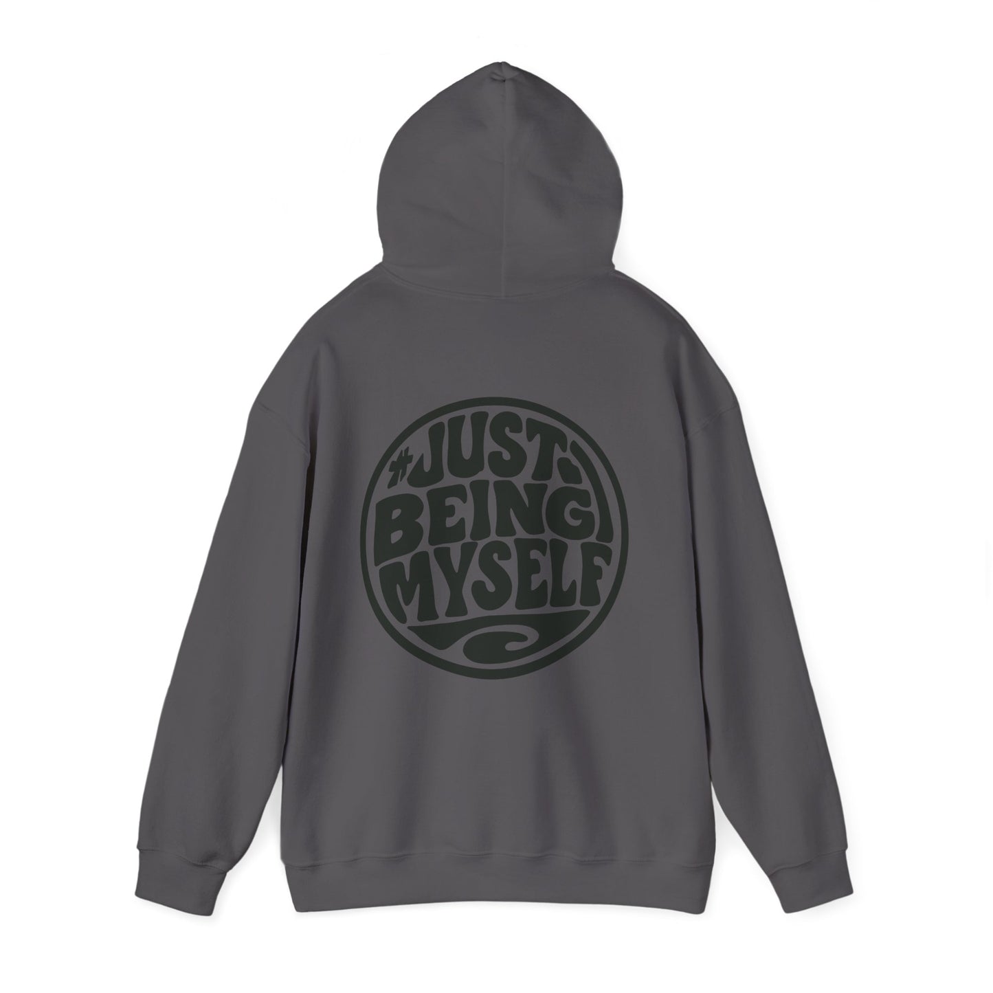 Just Being Myself Hoodie — Retro Script Graphic Pullover