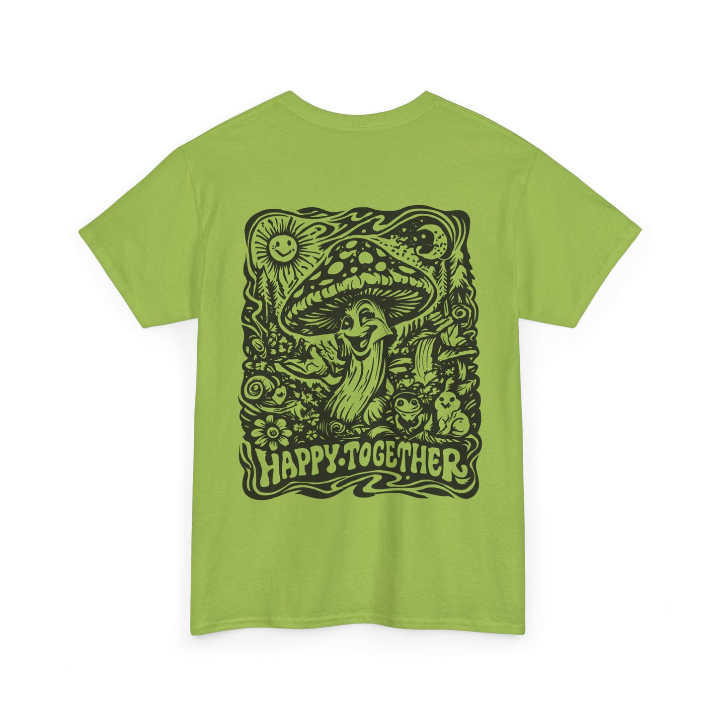 Graphic Tee — 'Happy Together' Psychedelic Mushroom Back Print
