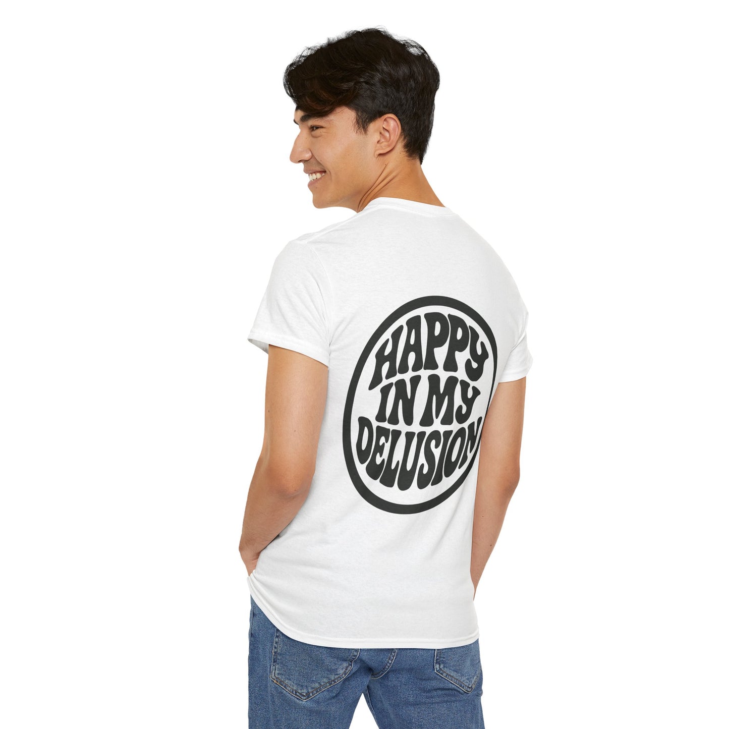 Happy In My Delusion Tee — Retro Graphic Cotton T-Shirt