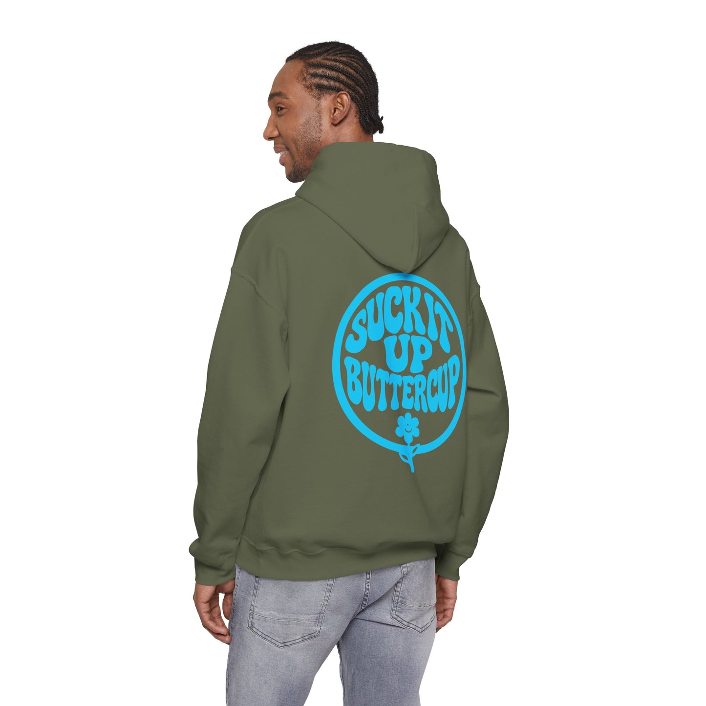Hoodie - "Suck It Up Buttercup" Retro Floral Graphic Hooded Sweatshirt