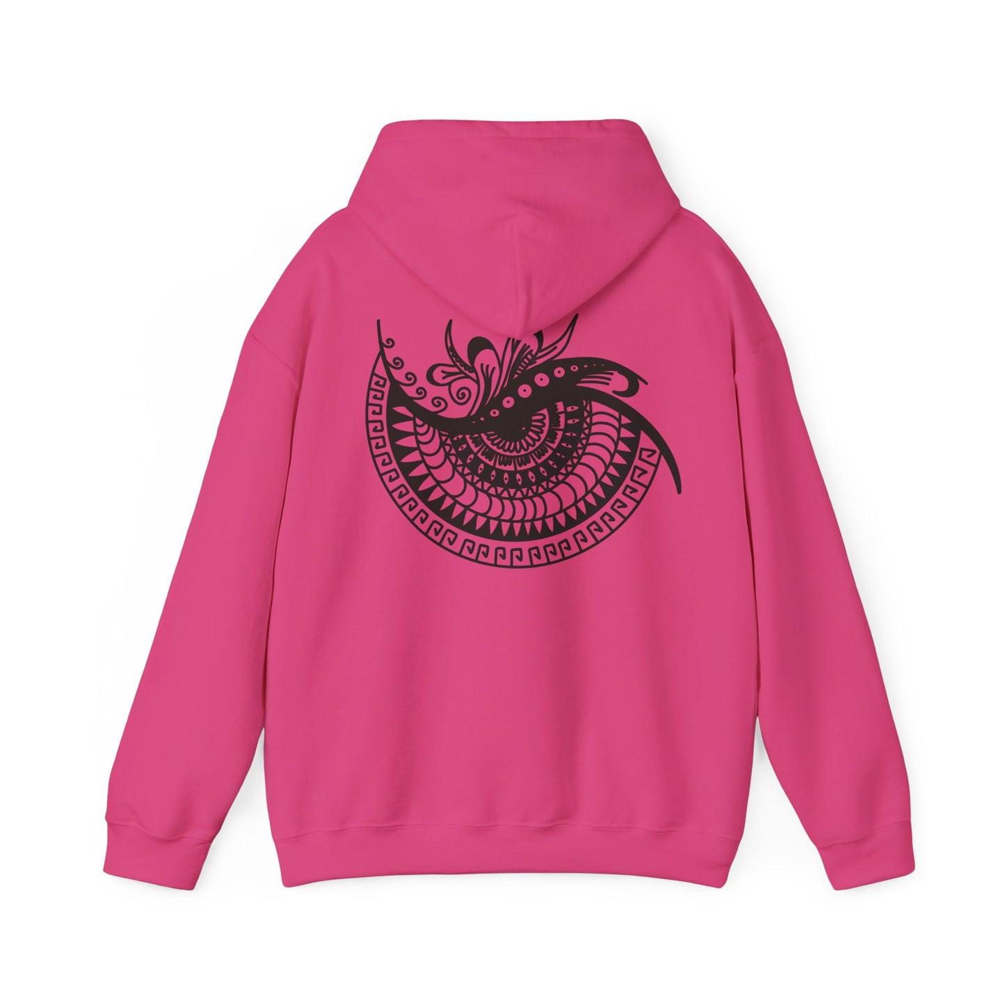 Mandala Swirl Hoodie — Black Tribal Floral Back Design
