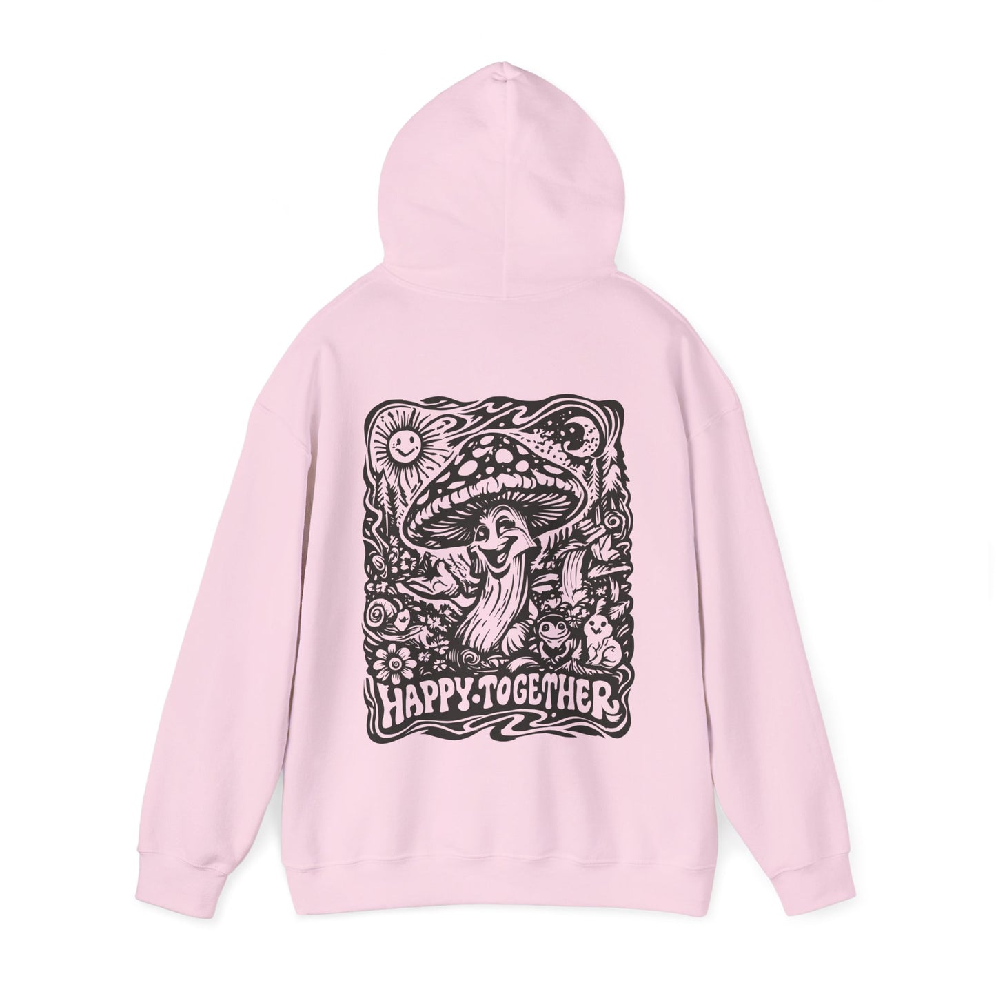 Mushroom 'Happy Together' Hoodie — Psychedelic Forest Graphic Pullover
