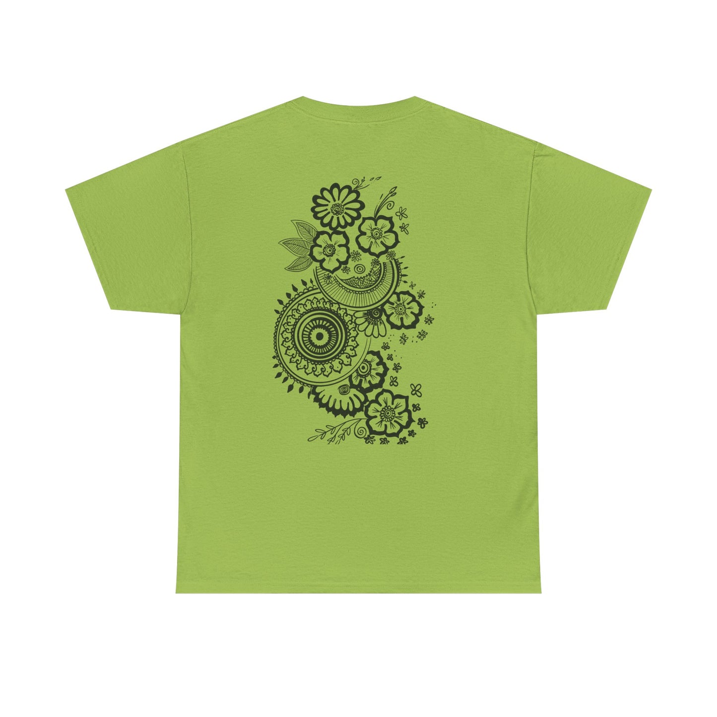 T-Shirt — Kwalatee Floral Mandala Graphic Tee (Front Logo, Back Floral Design)