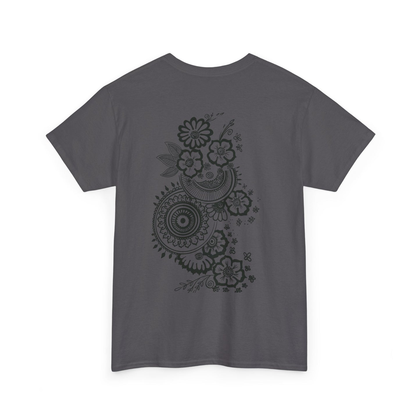 T-Shirt — Kwalatee Floral Mandala Graphic Tee (Front Logo, Back Floral Design)