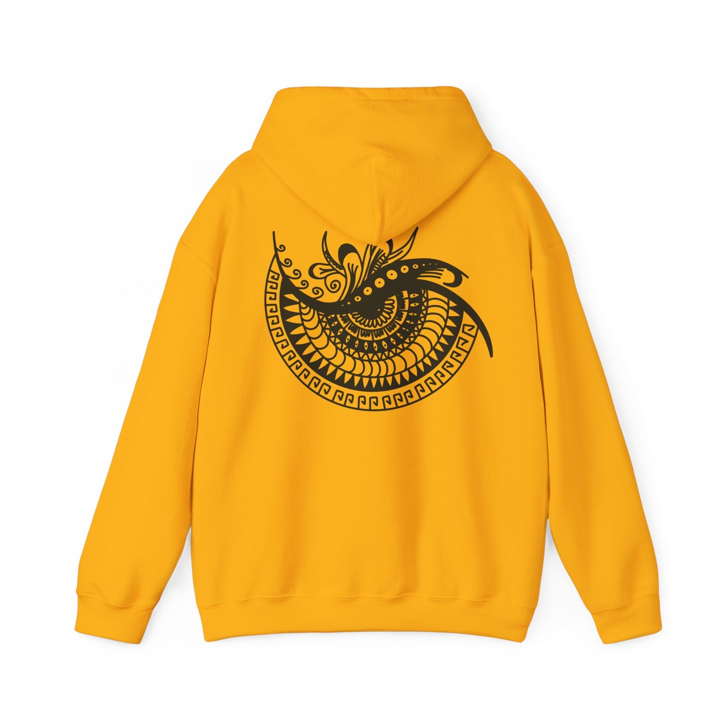Mandala Swirl Hoodie — Black Tribal Floral Back Design