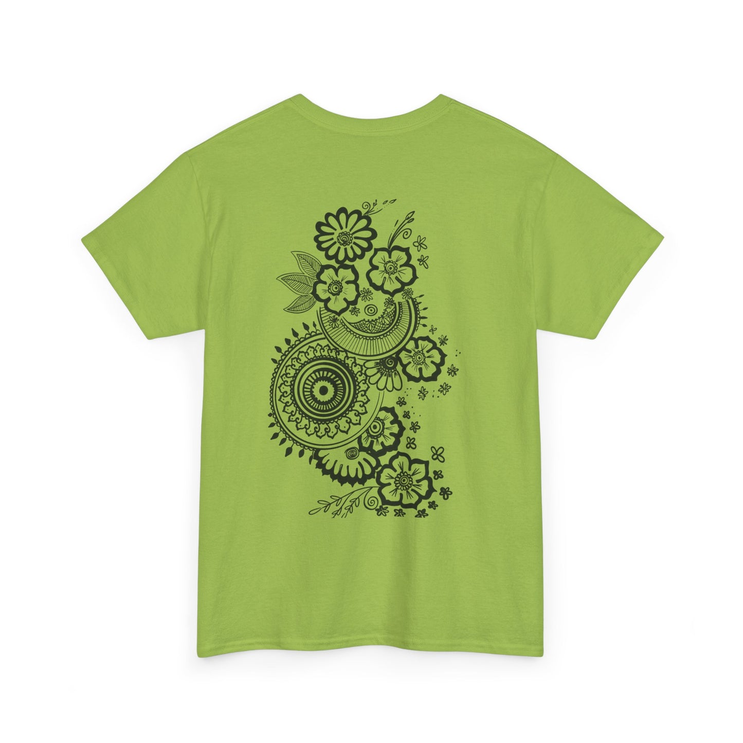 T-Shirt — Kwalatee Floral Mandala Graphic Tee (Front Logo, Back Floral Design)