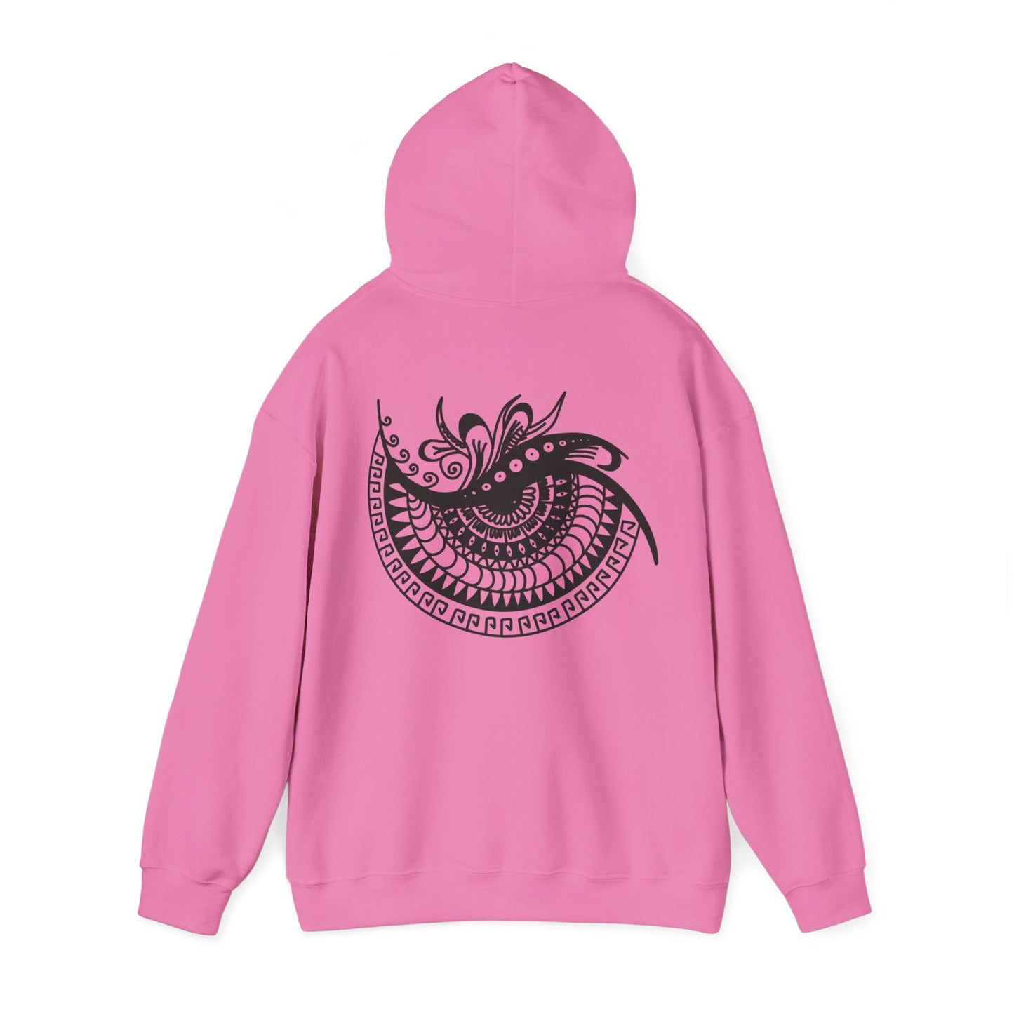 Mandala Swirl Hoodie — Black Tribal Floral Back Design