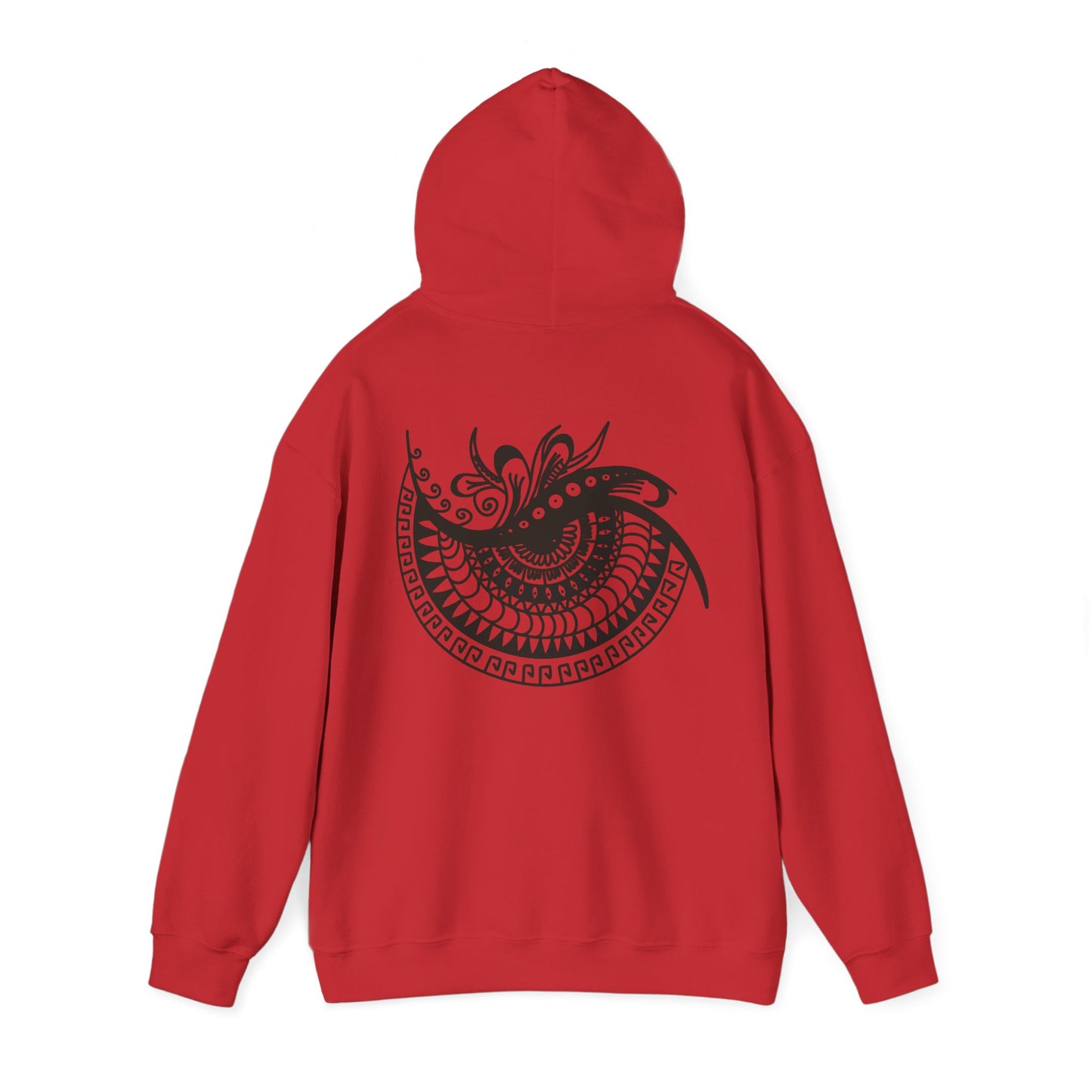 Mandala Swirl Hoodie — Black Tribal Floral Back Design