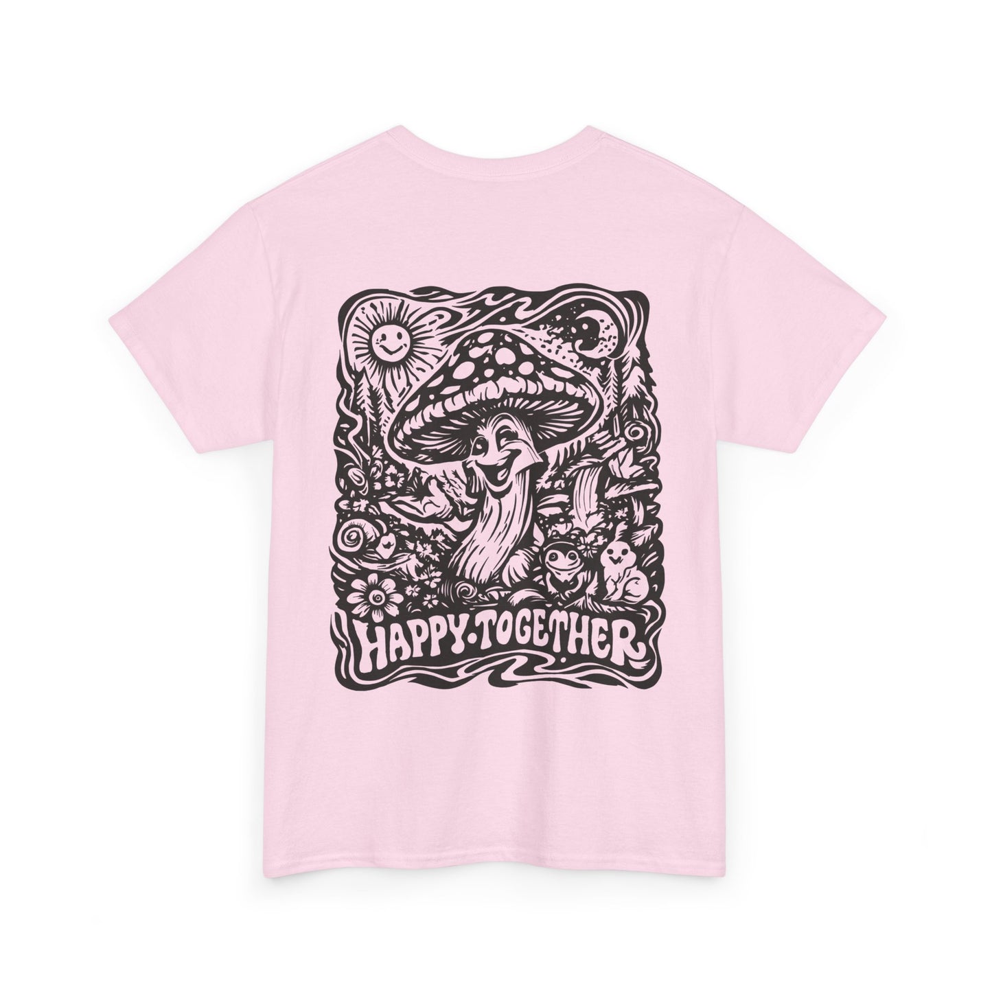 Graphic Tee — 'Happy Together' Psychedelic Mushroom Back Print