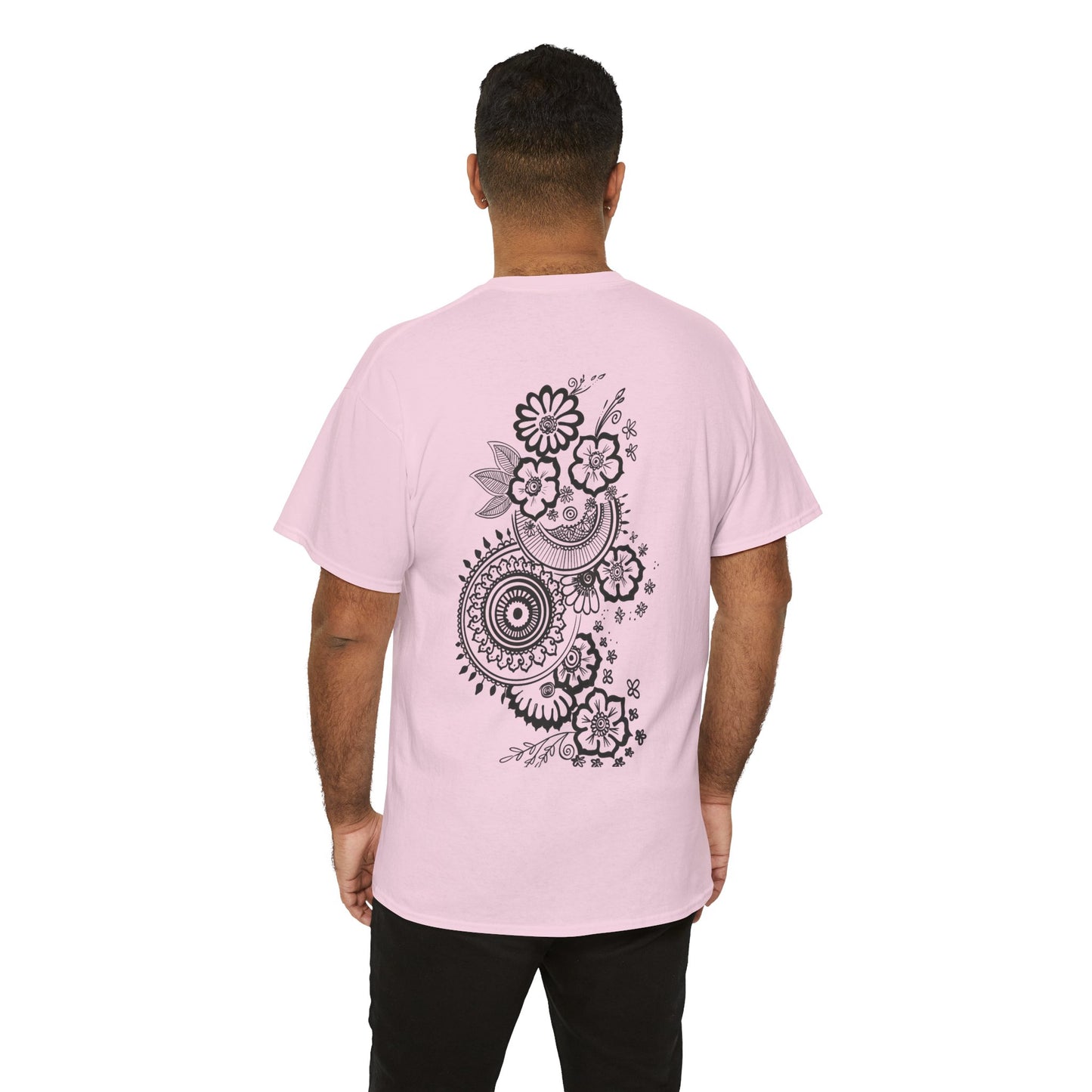 T-Shirt — Kwalatee Floral Mandala Graphic Tee (Front Logo, Back Floral Design)