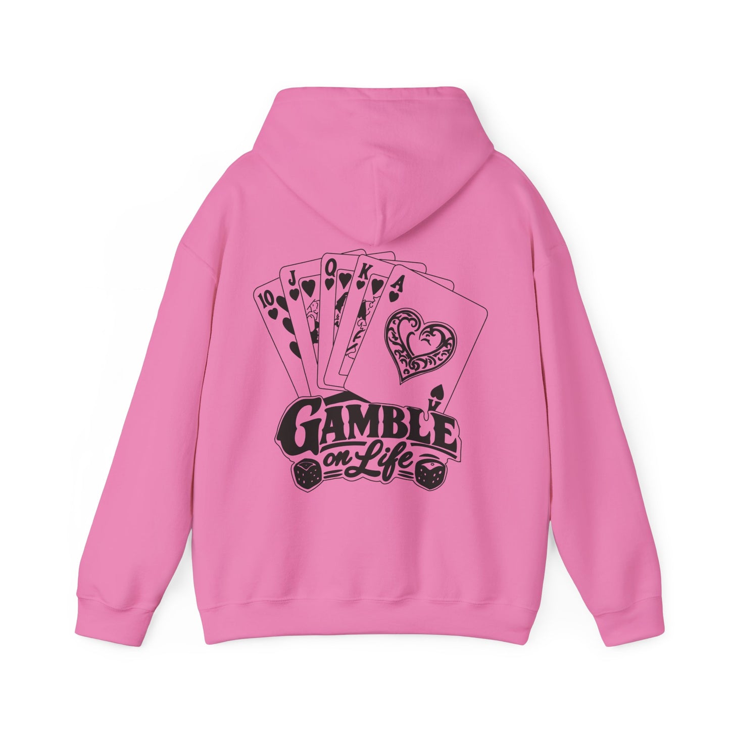 Gamble on Life Hoodie — Poker Cards & Dice Graphic Hooded Sweatshirt