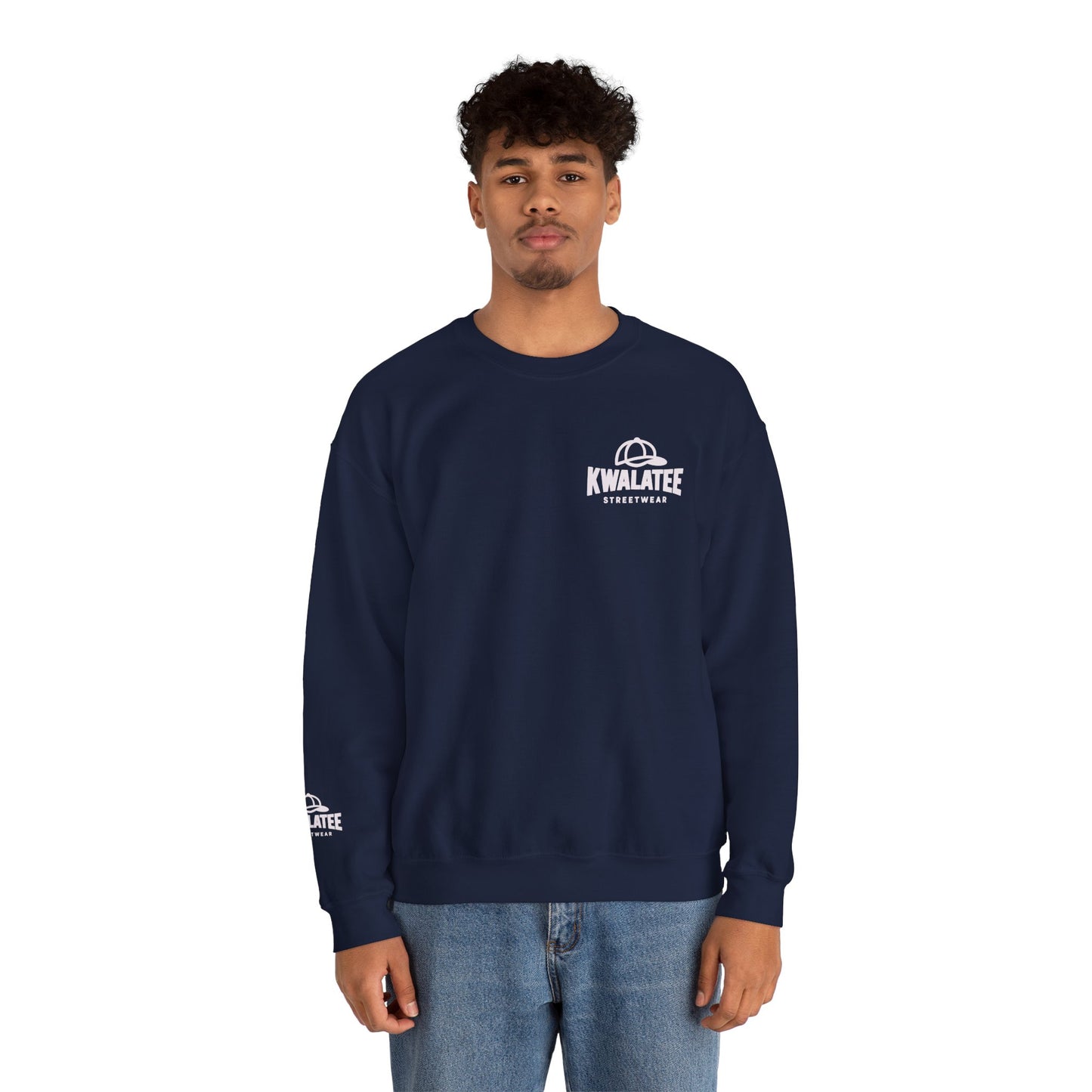 Kwalatee Streetwear Crewneck Sweatshirt — Minimal Logo Black Pullover
