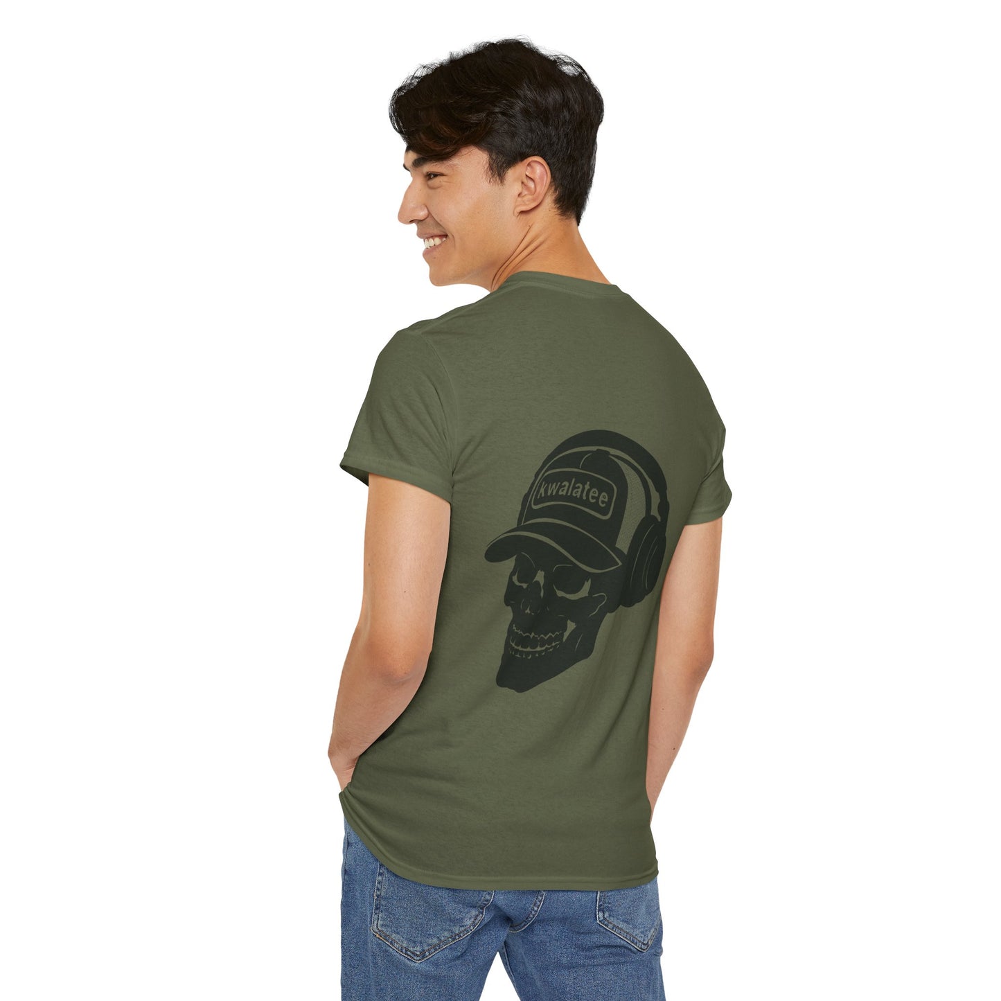 Skull DJ Tee — 'Kwalatee' Music Logo Graphic T-Shirt