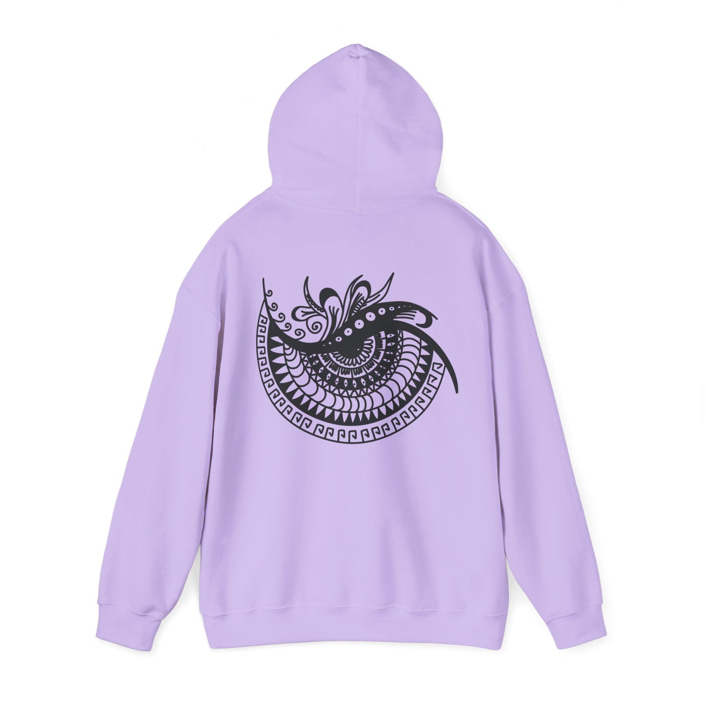 Mandala Swirl Hoodie — Black Tribal Floral Back Design