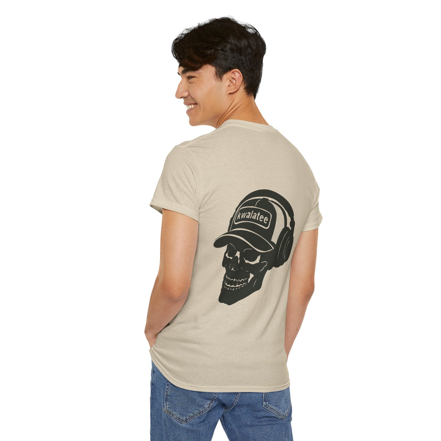 Skull DJ Tee — 'Kwalatee' Music Logo Graphic T-Shirt