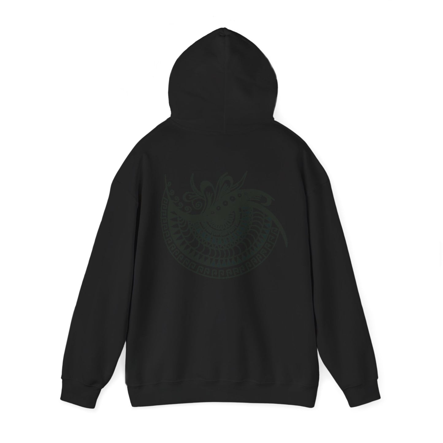 Mandala Swirl Hoodie — Black Tribal Floral Back Design