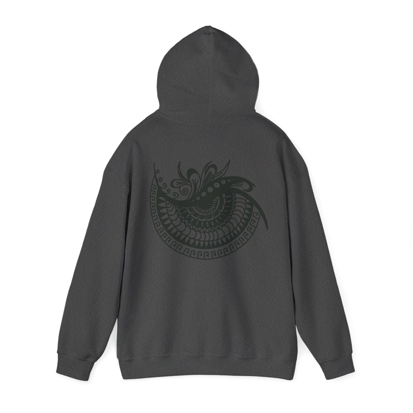 Mandala Swirl Hoodie — Black Tribal Floral Back Design