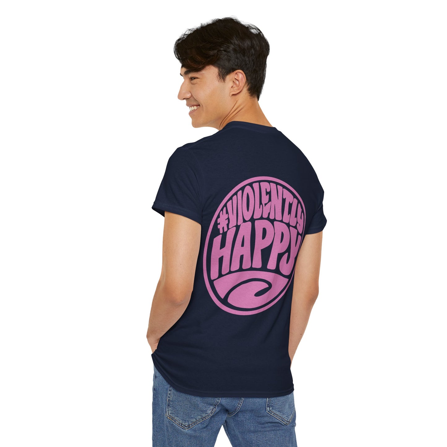 Violently Happy Graphic Tee — Retro Pink Logo T‑Shirt