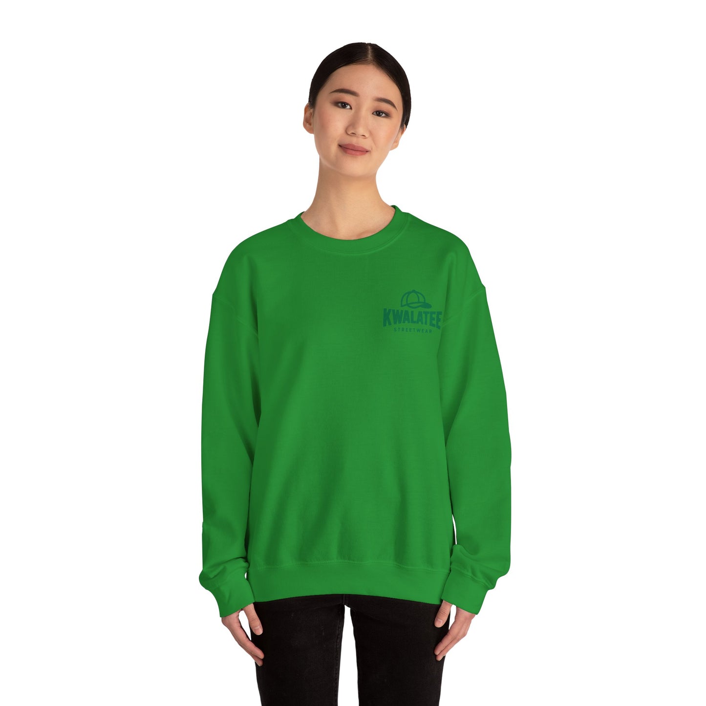 Crewneck — Green Mandala Eye Graphic with “KWALATEE” Logo