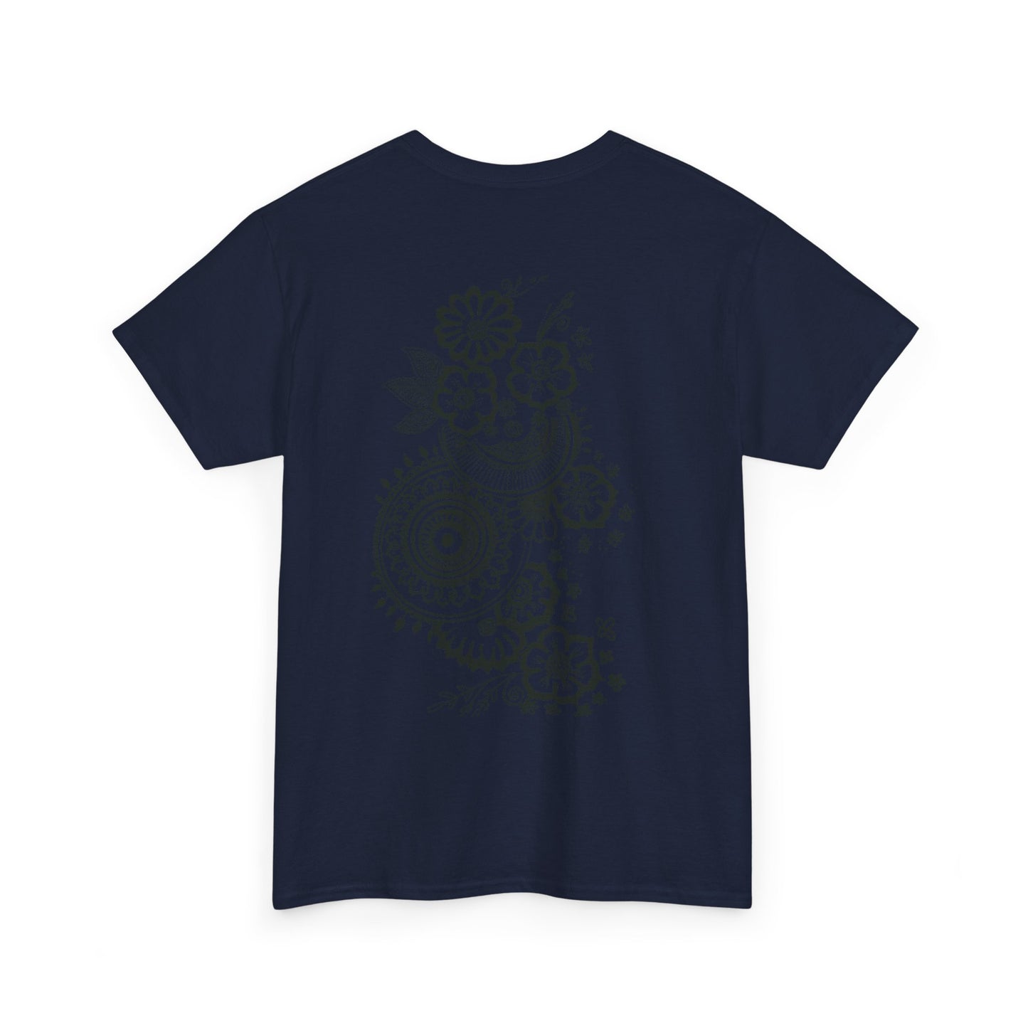 T-Shirt — Kwalatee Floral Mandala Graphic Tee (Front Logo, Back Floral Design)