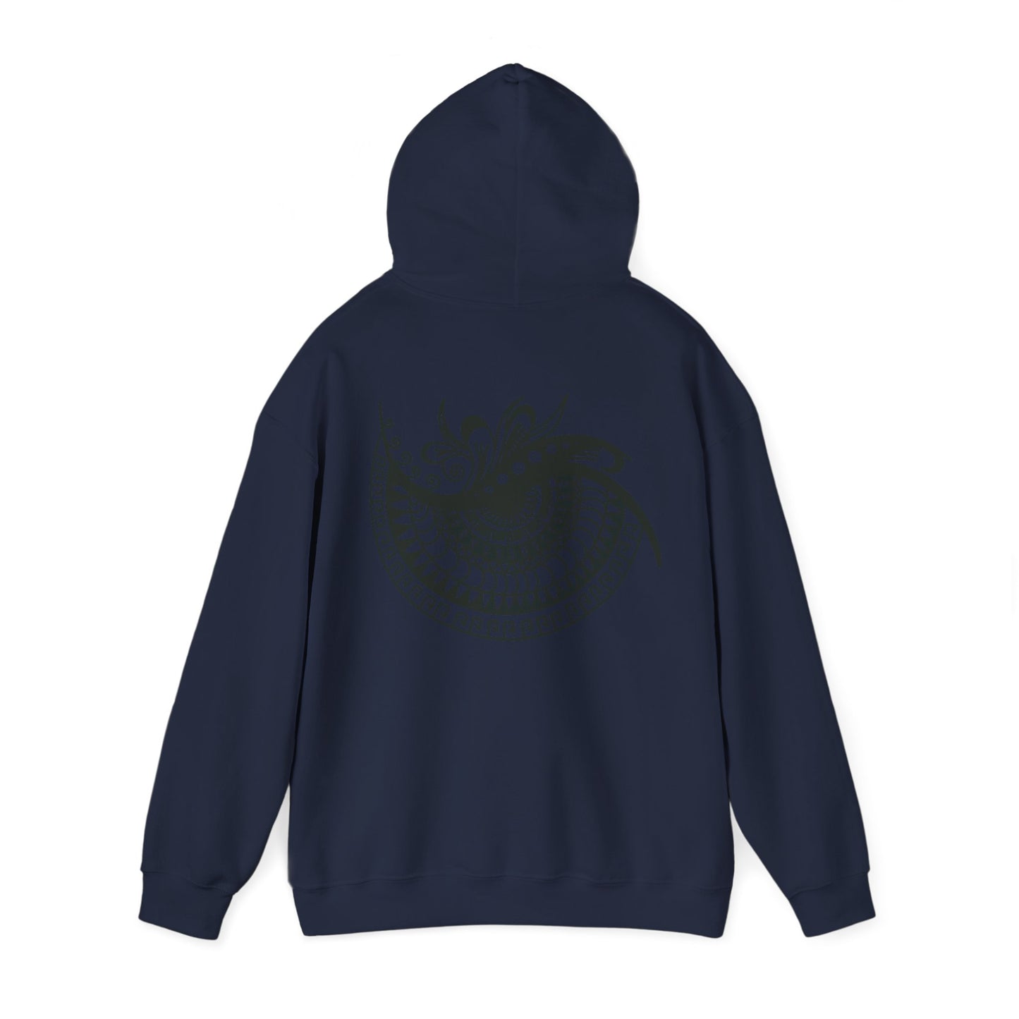 Mandala Swirl Hoodie — Black Tribal Floral Back Design
