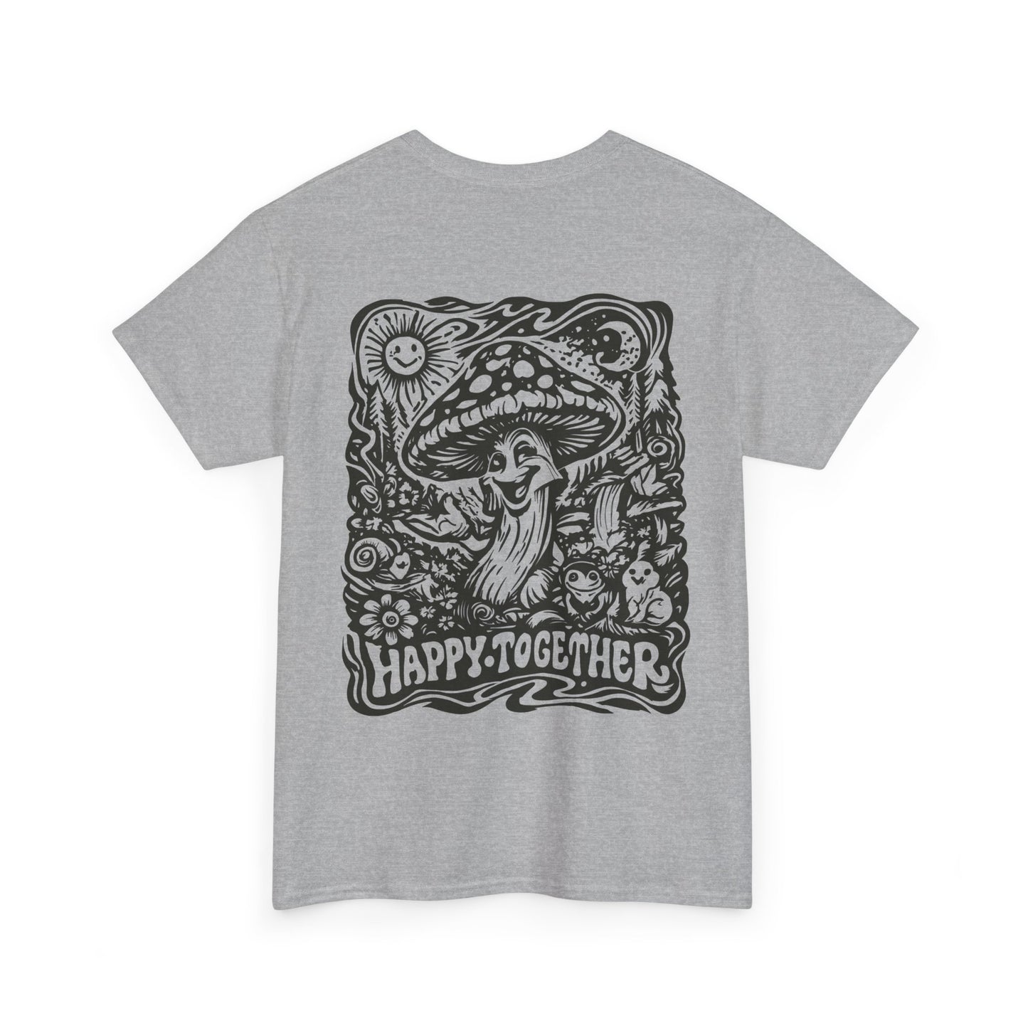 Graphic Tee — 'Happy Together' Psychedelic Mushroom Back Print