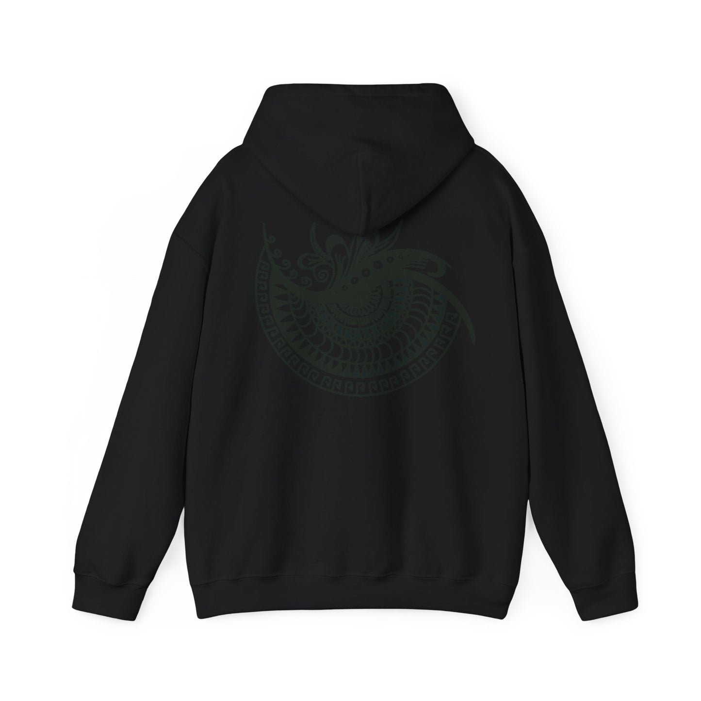 Mandala Swirl Hoodie — Black Tribal Floral Back Design
