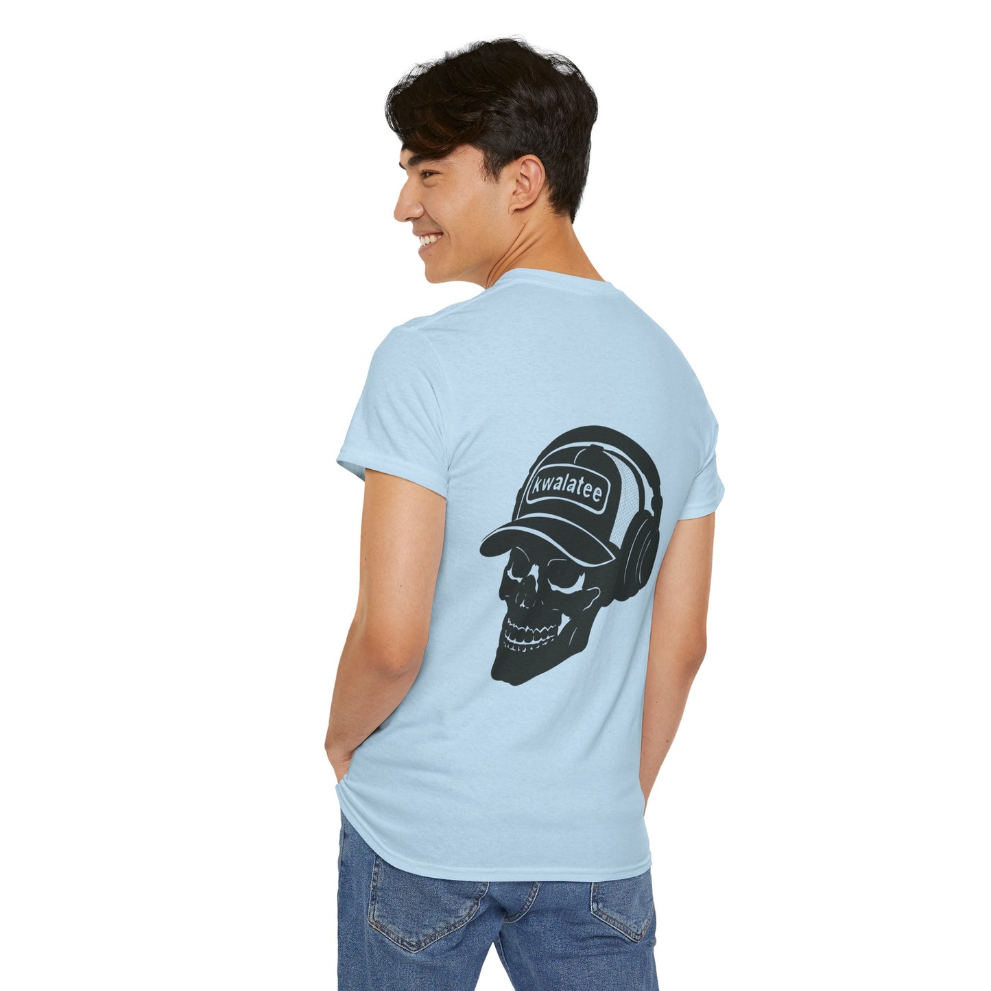 Skull DJ Tee — 'Kwalatee' Music Logo Graphic T-Shirt
