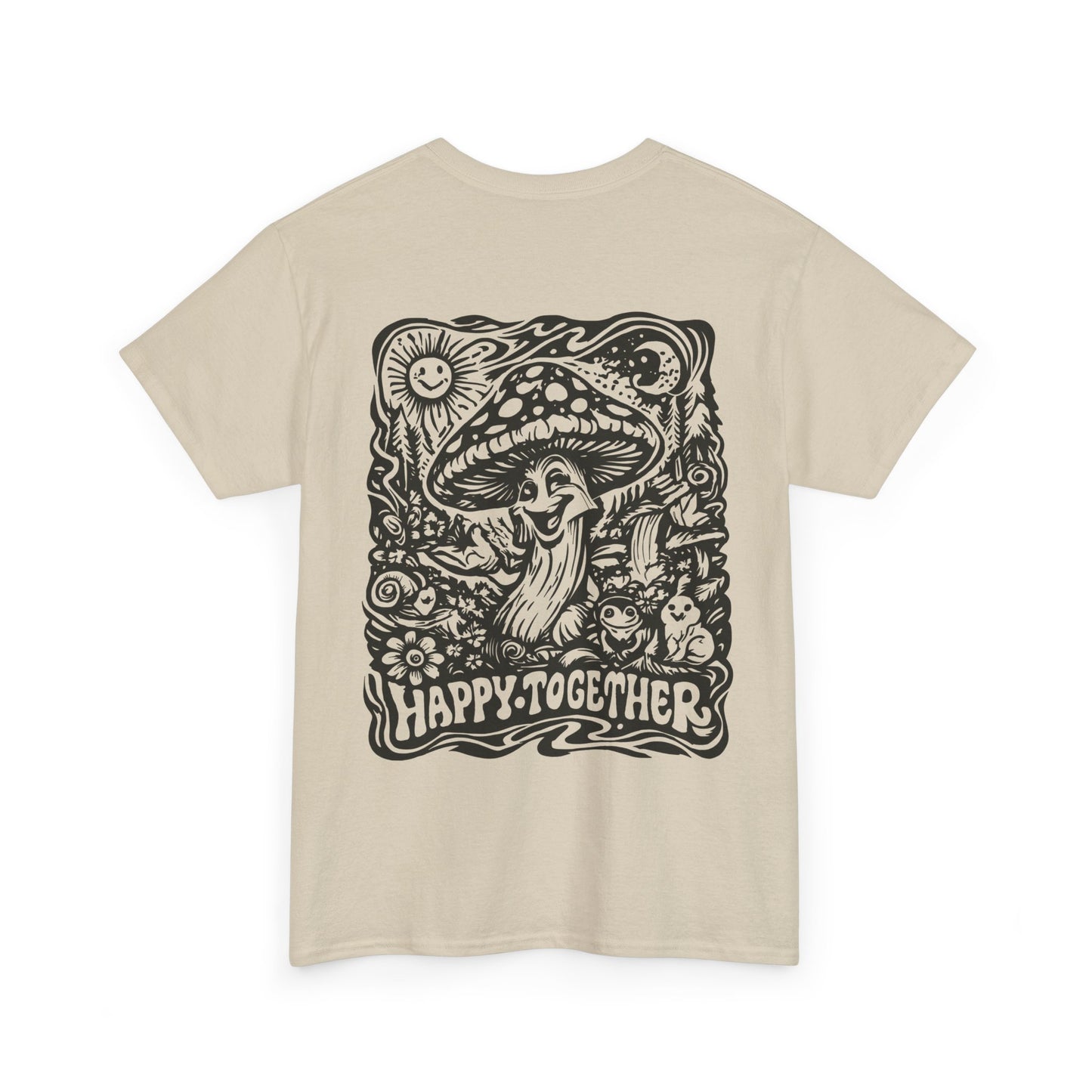 Graphic Tee — 'Happy Together' Psychedelic Mushroom Back Print