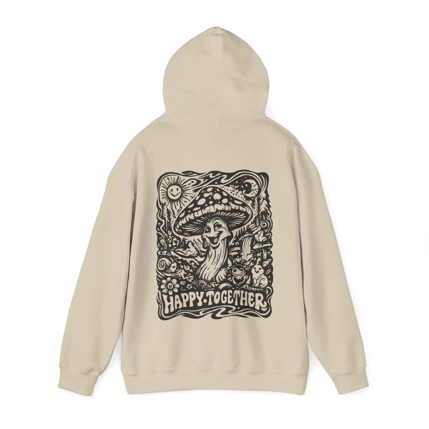 Mushroom 'Happy Together' Hoodie — Psychedelic Forest Graphic Pullover
