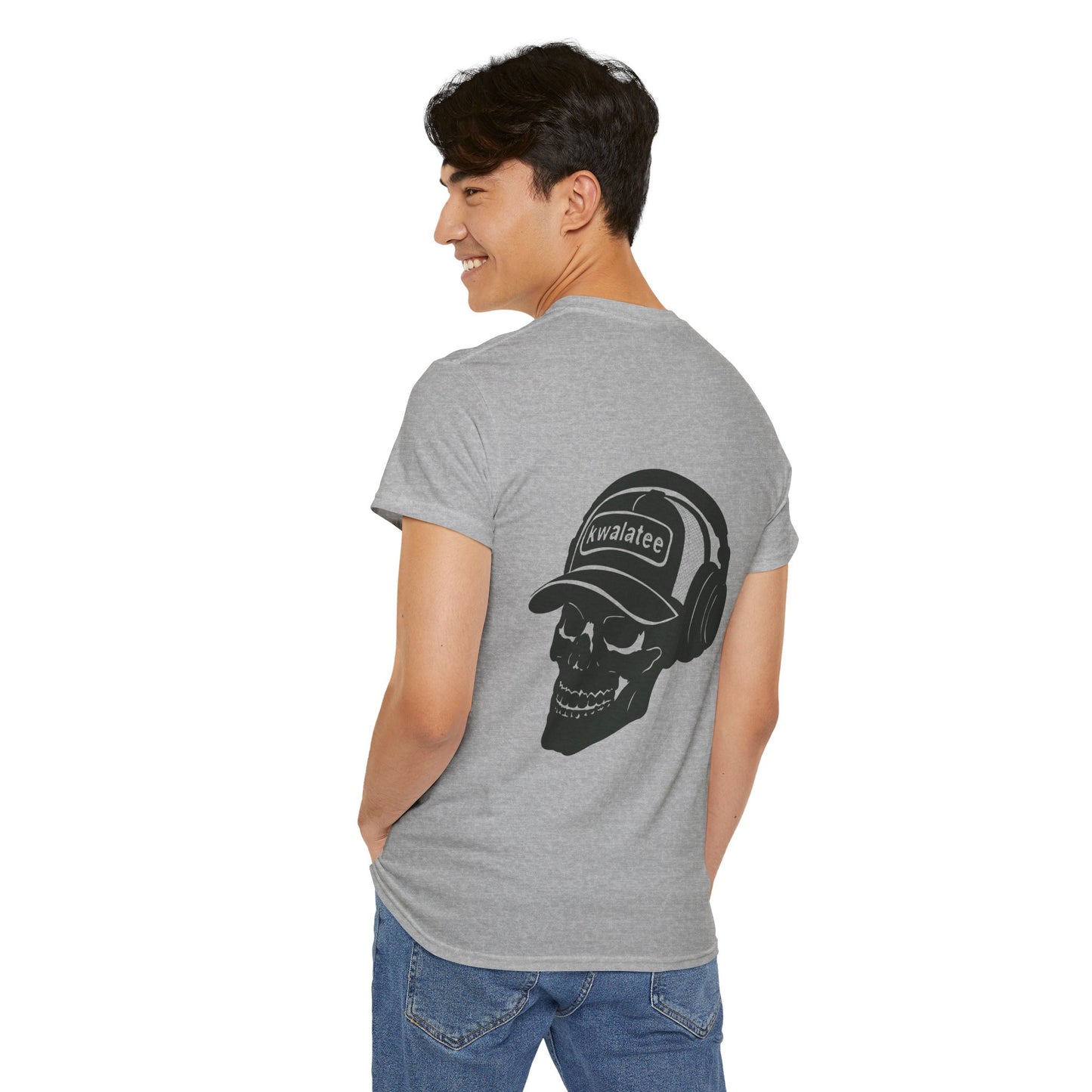 Skull DJ Tee — 'Kwalatee' Music Logo Graphic T-Shirt