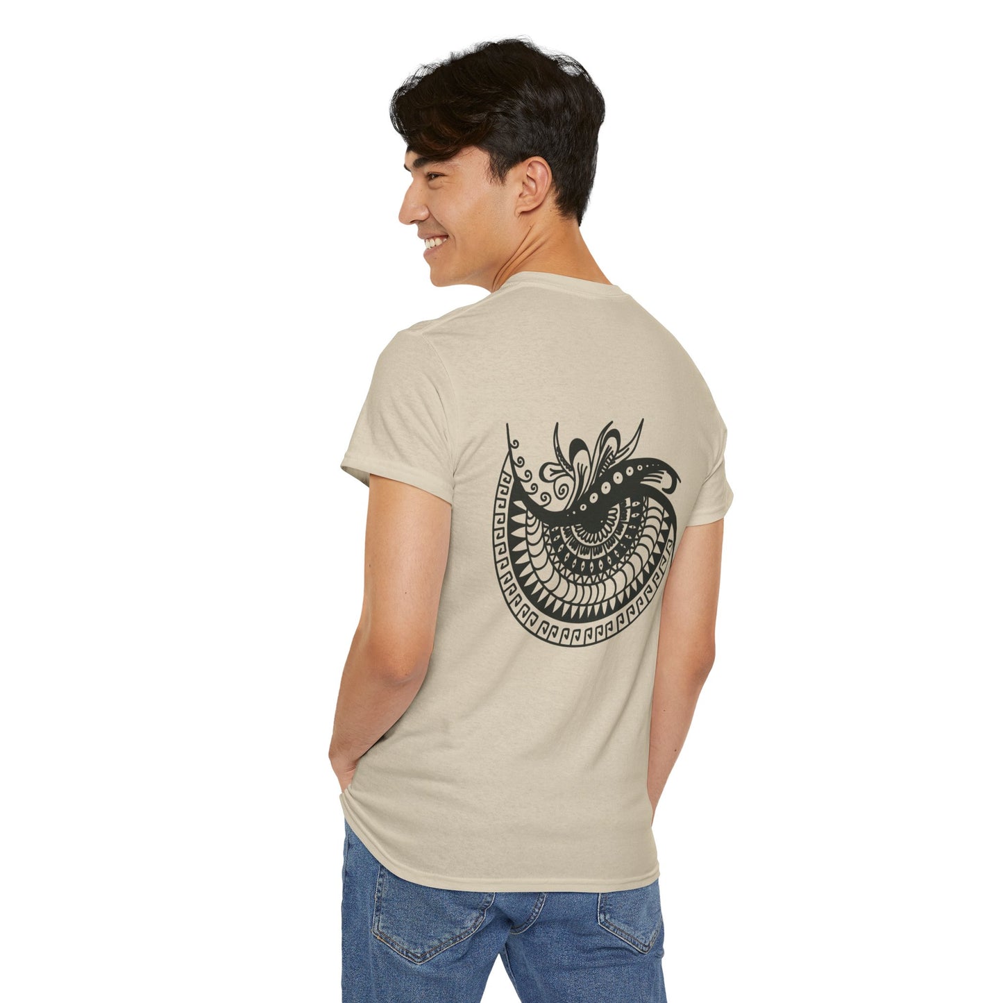 Mandala eye Graphic Tee — Kwalatee® Chest Logo & Ornamental Back Print